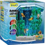 Tetra Bubbling LED Aquarium Kit 1 Gallon: Hexagon Shape, Color-Changing Light Disc