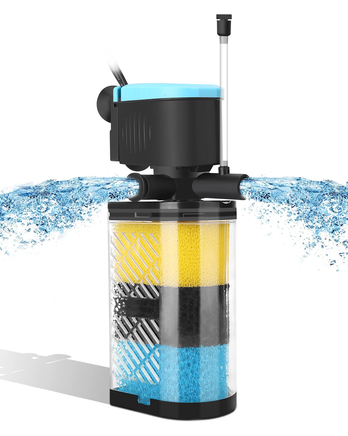 AquaMiracle® 3-Stage In-Tank Filter: Ideal for 10-40 Gallon Fish Tanks