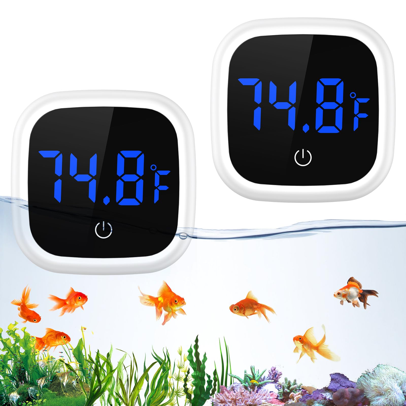 LOFICOPER Wireless Aquarium Thermometer with LED Touch Screen, for Fresh, Tap, Marine Water