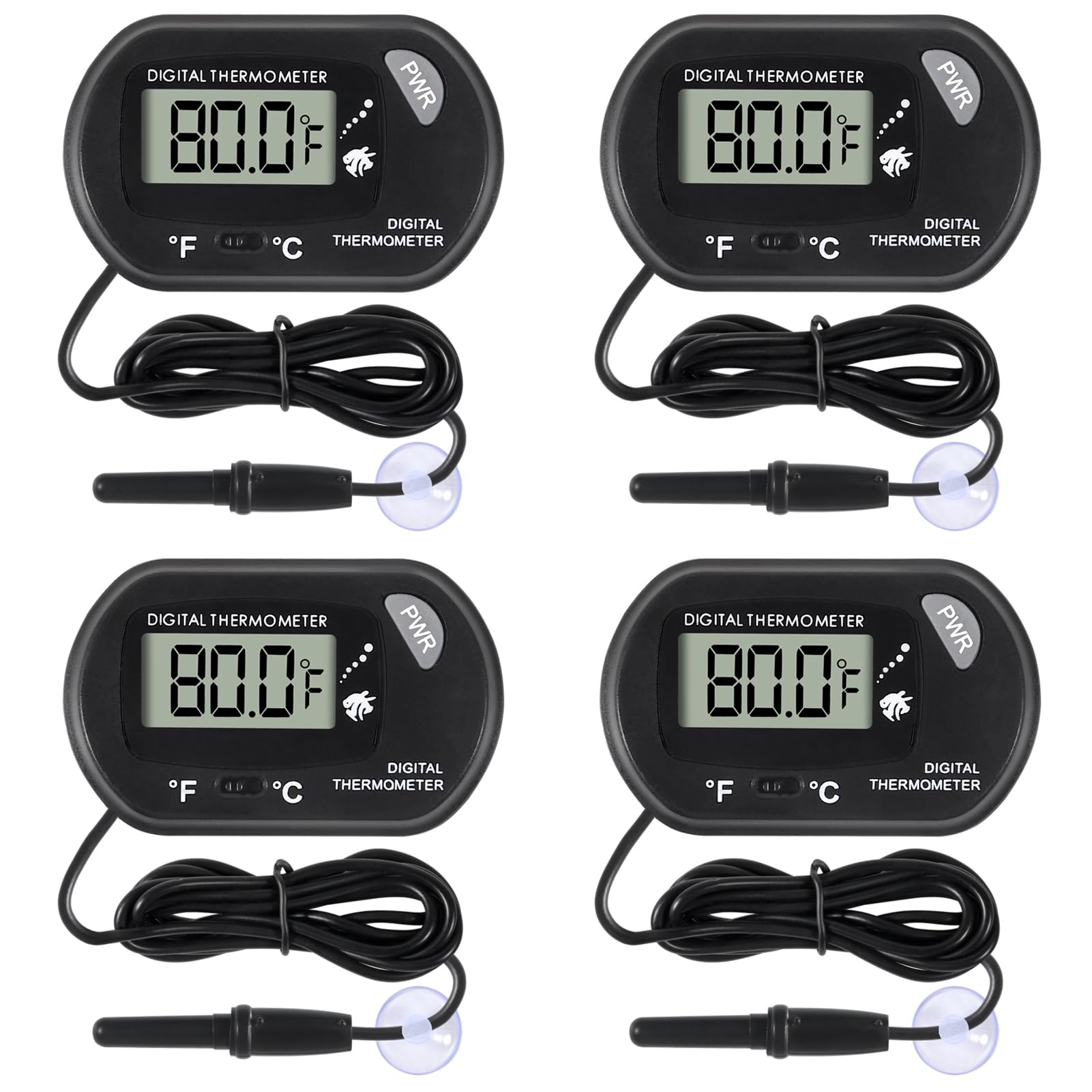 ALMOCN LCD Digital Aquarium Thermometer: Water-Resistant Probe, Suction Cup.