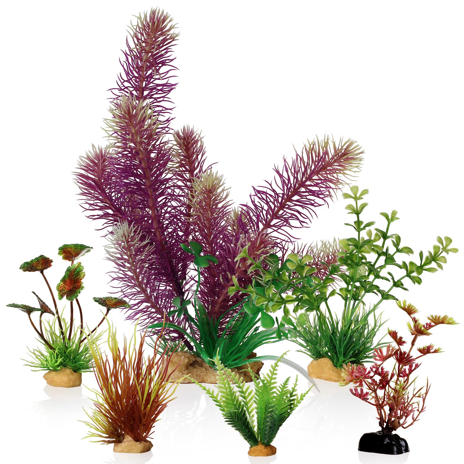 Emotionlite: Colorful 12-Pack Artificial Aquarium Plants for Fish Tanks