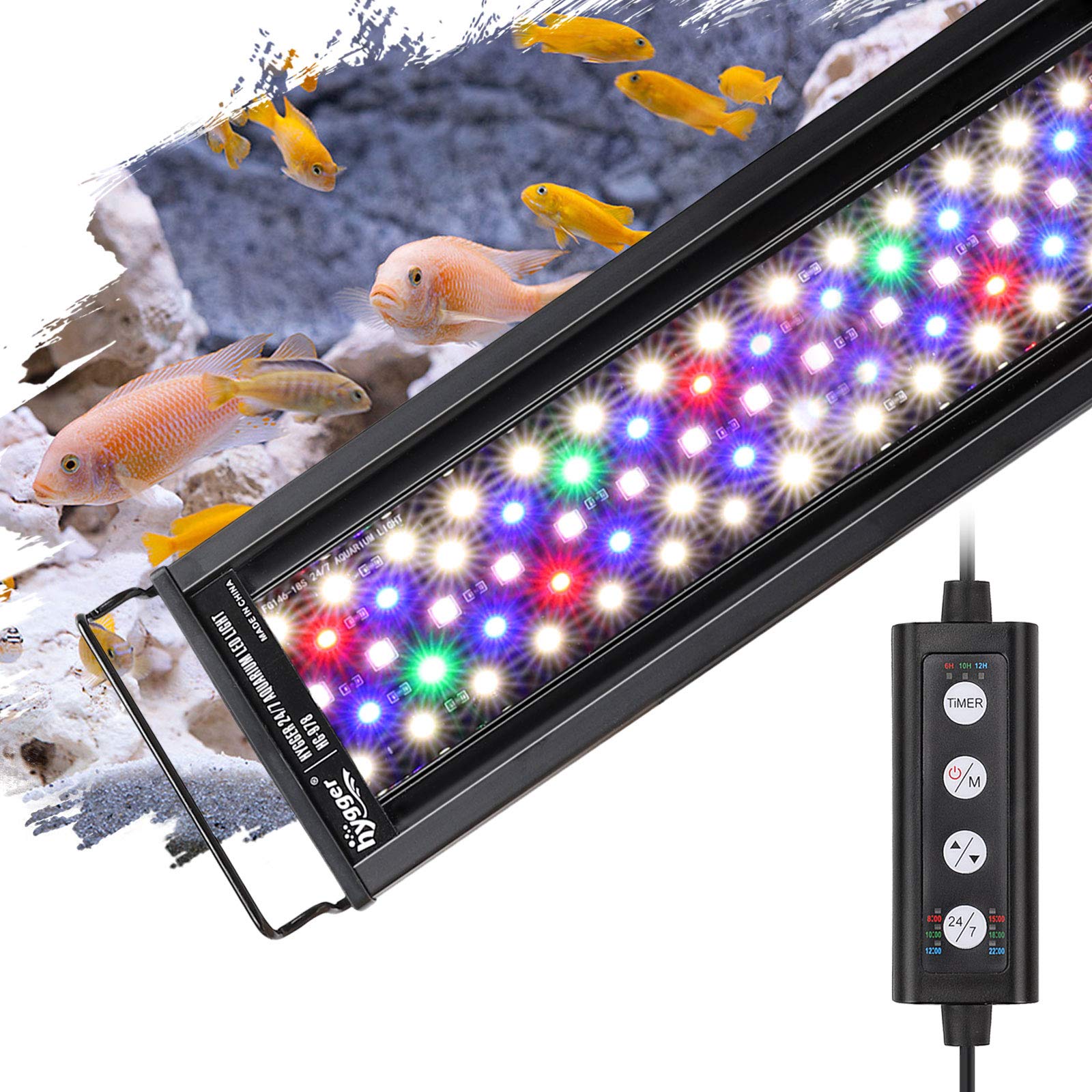 Hygger 26W LED Aquarium Light with Adjustable Timer and Brightness