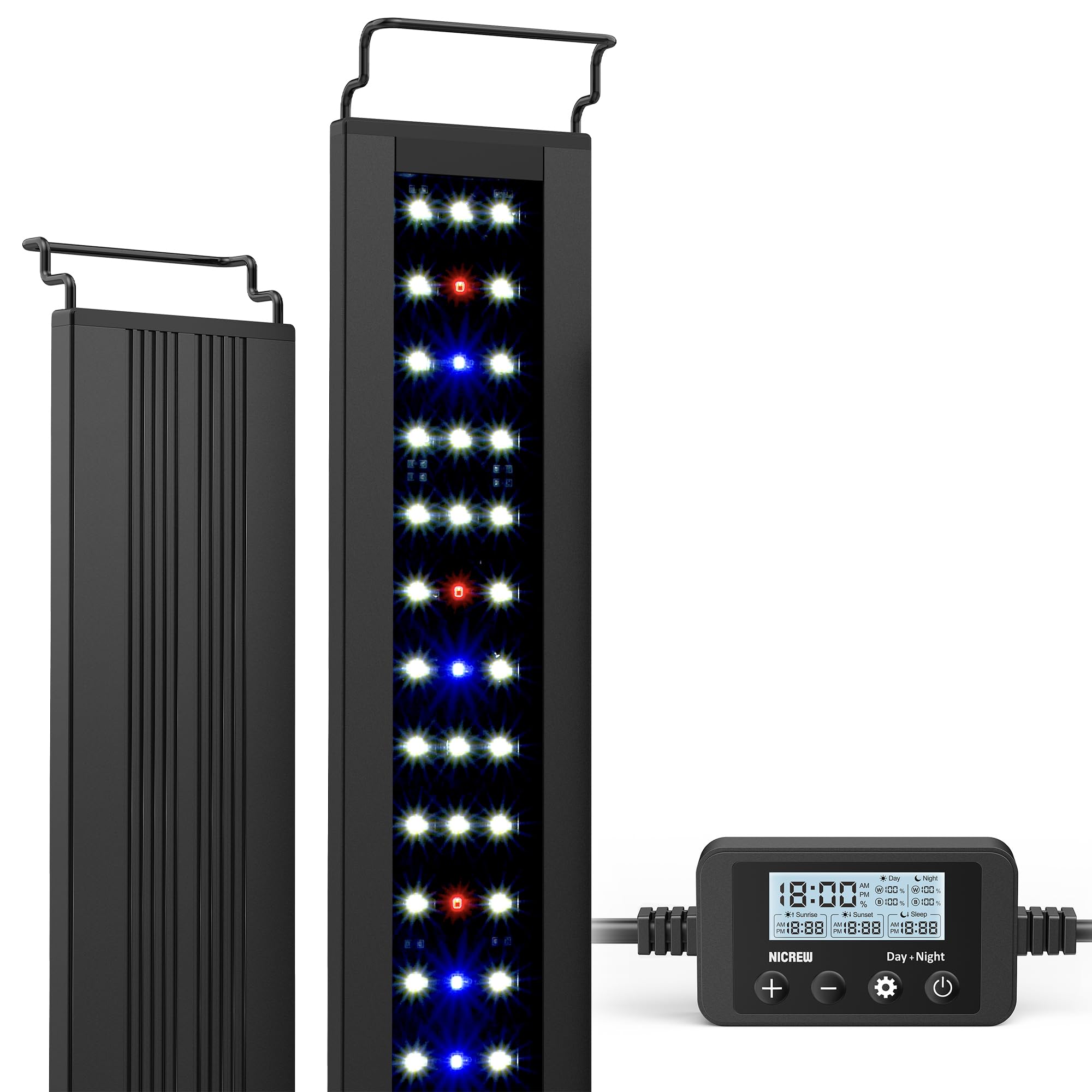 NICREW C10 LED Aquarium Light: 36-48 in, 27W, Full Spectrum with Timer