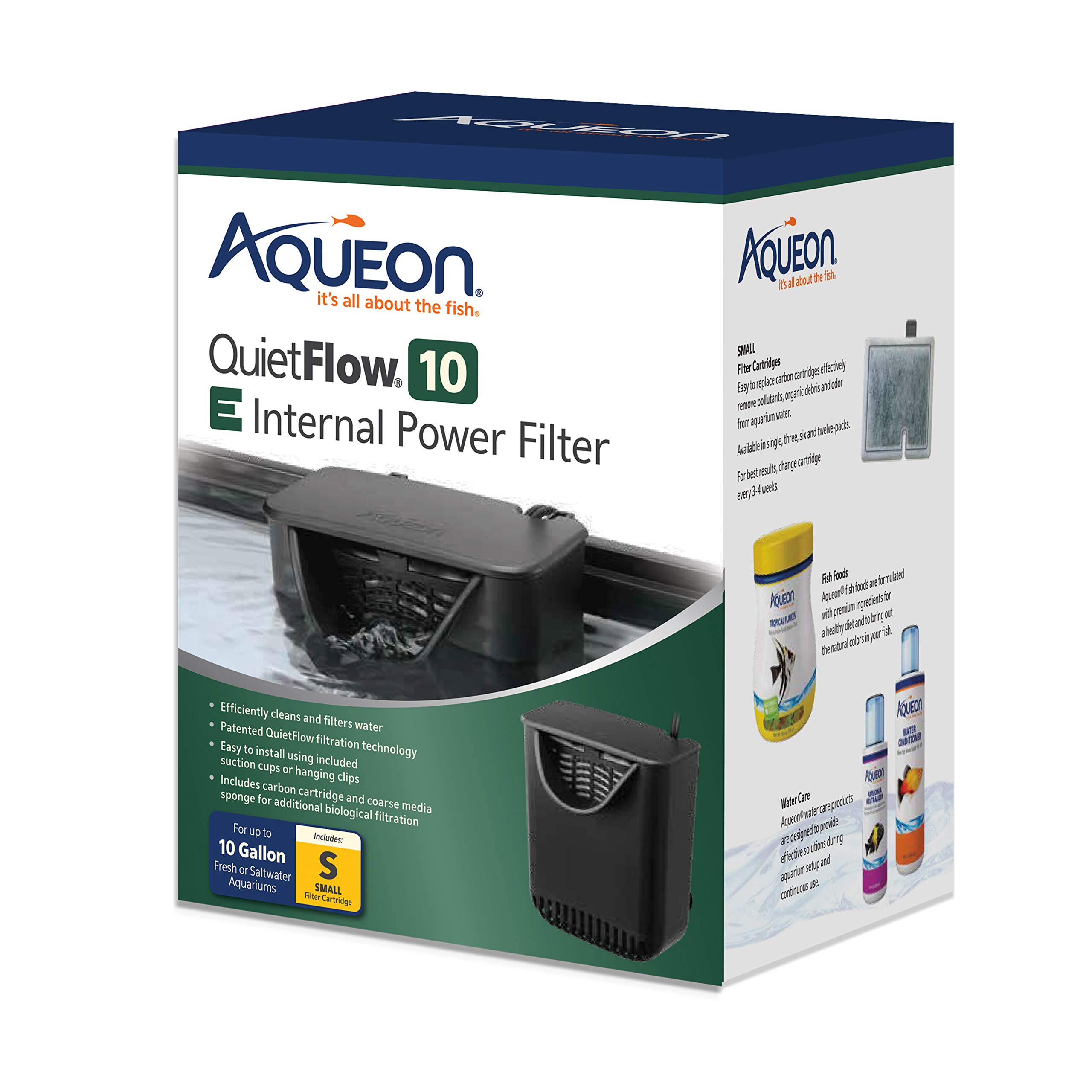 Aqueon QuietFlow 10 E: Small Power Filter for 10 Gallon Fish Tanks.