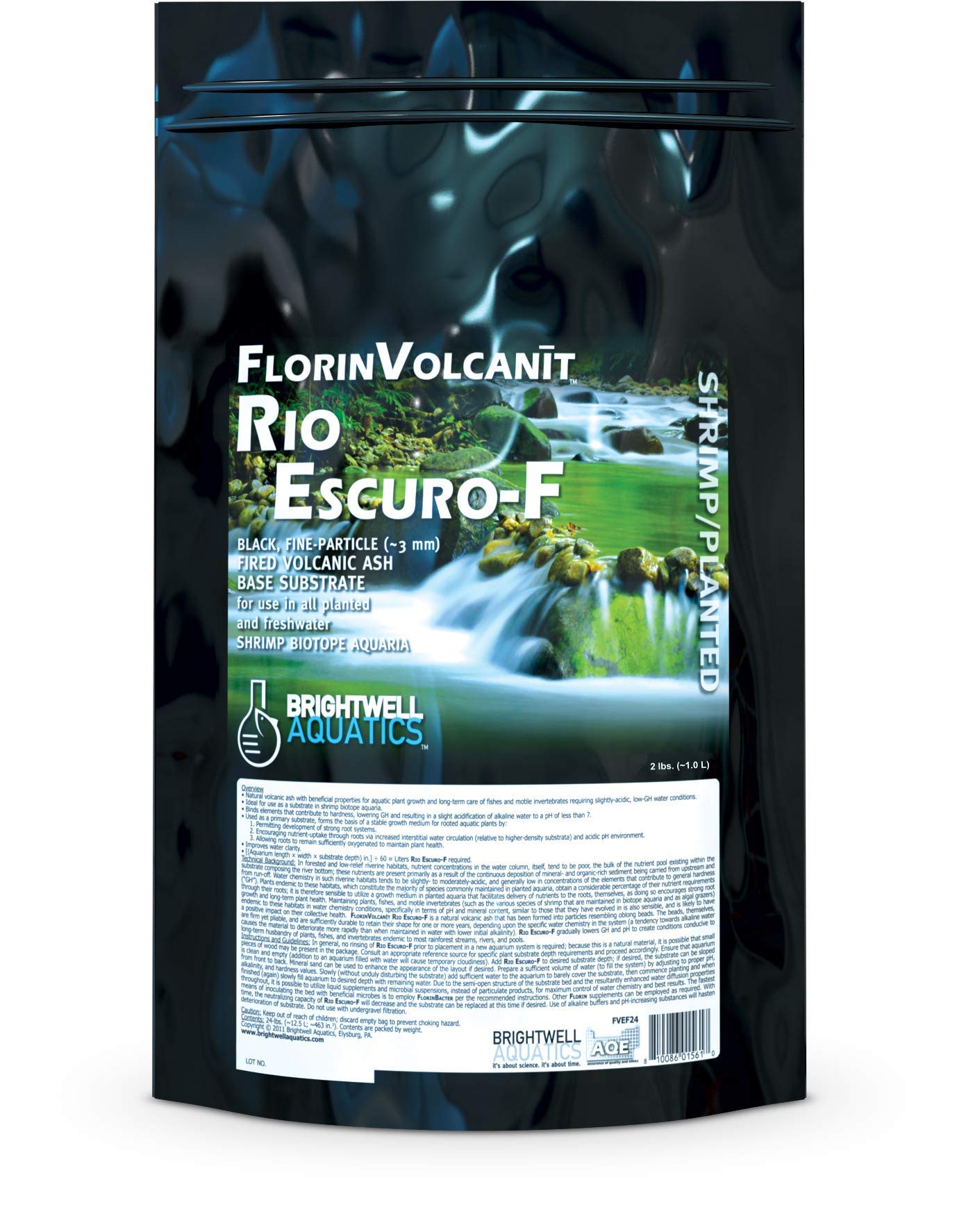 Brighwell Aquatics FlorinVolcanit: Fine Black Volcanic Ash Substrate for Shrimp