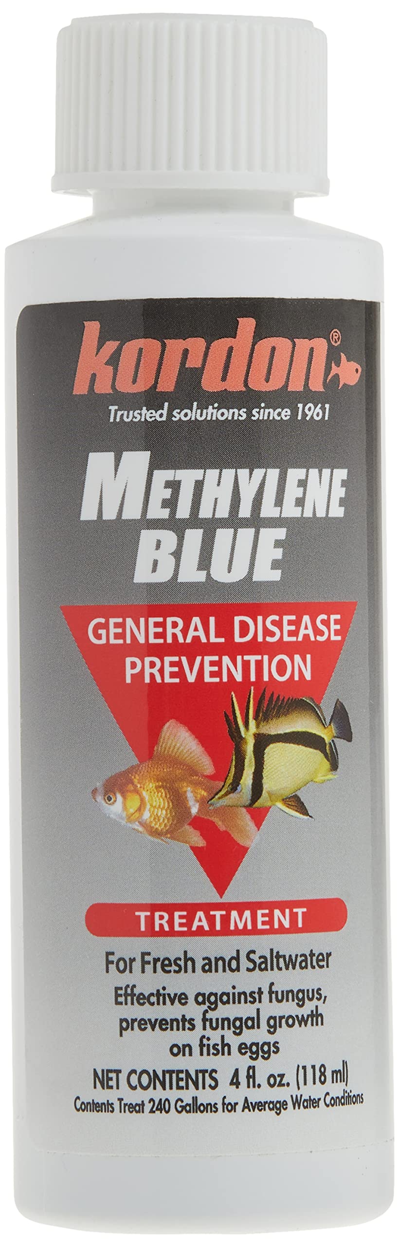 Kordon Methylene Blue: Disease Preventative for Freshwater & Saltwater Aquariums, 4-Ounces
