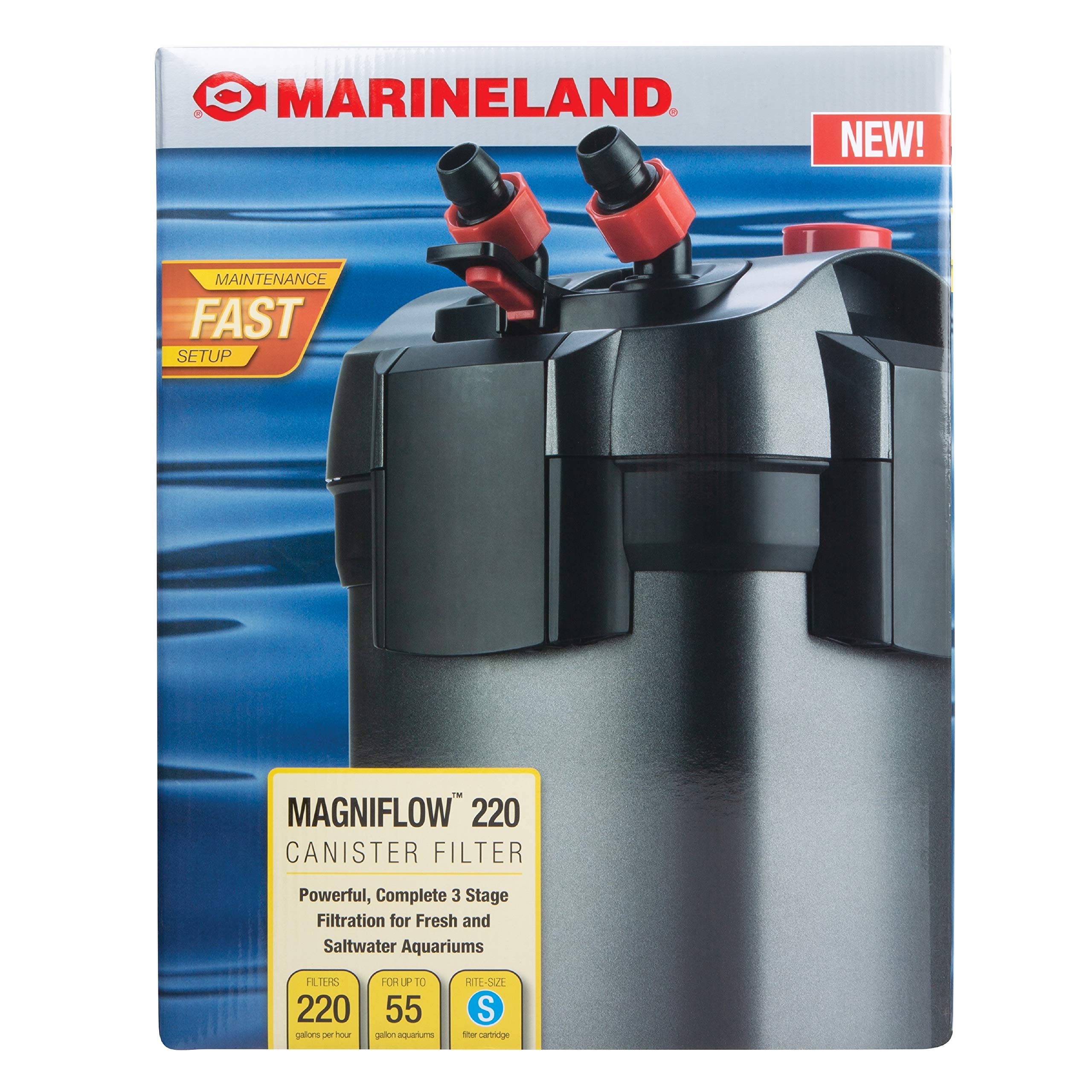 Marineland Magniflow Canister Filter: Easy Maintenance for Aquariums, 220 GPH.