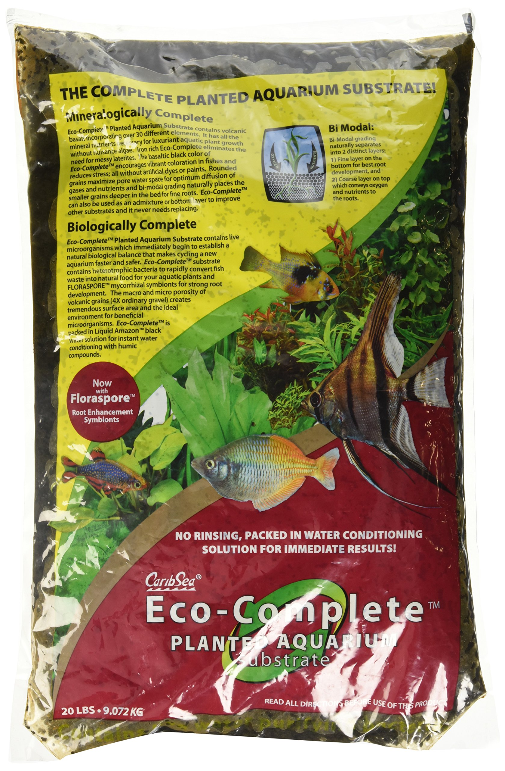 CaribSea Eco-Complete 20-Pound Planted Aquarium Substrate, Black.