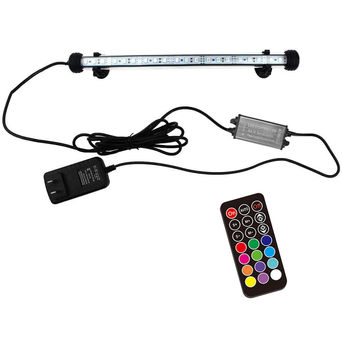 COVOART 15″ LED Aquarium Light: Submersible Crystal Glass Lights with 12 Colors