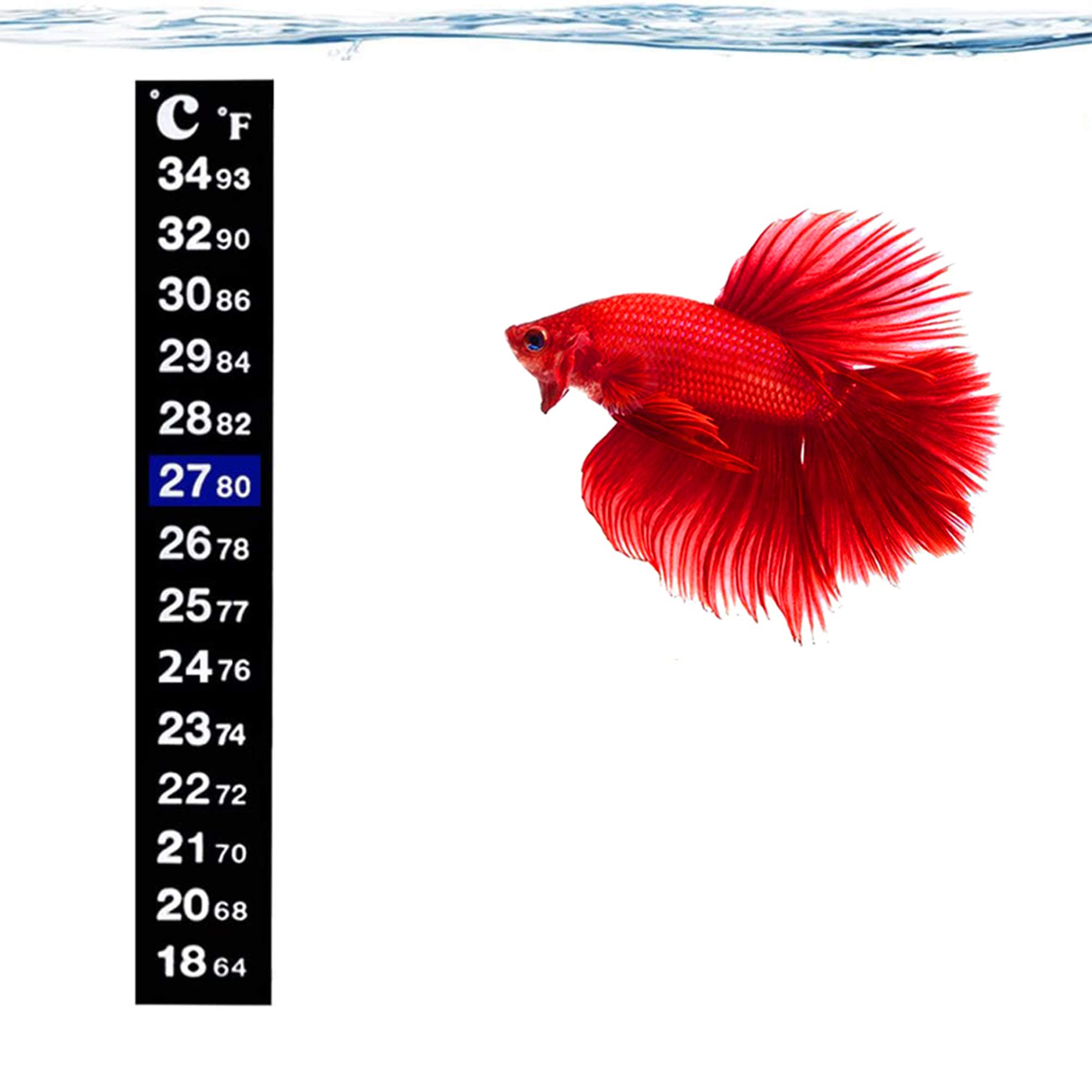 SunGrow Betta Fish Tank Thermometer Sticker Strip, Green & Blue Indicator