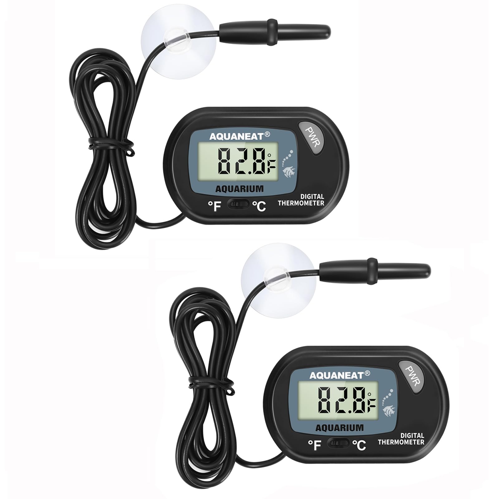 AQUANEAT: 2 Pack Digital Aquarium Thermometer with Large LCD Display