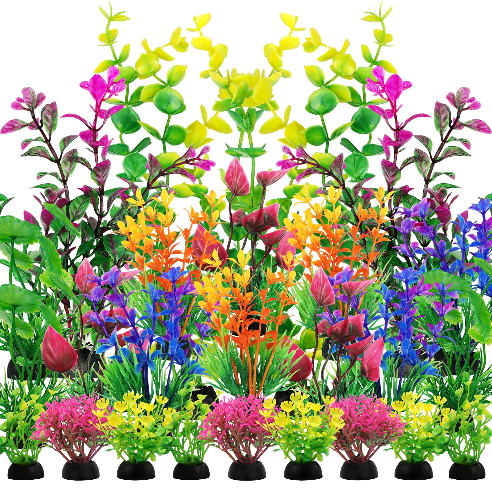 QUOZUO 25pcs Artificial Plant: Colorful Aquarium Decor, Indoor Plastic