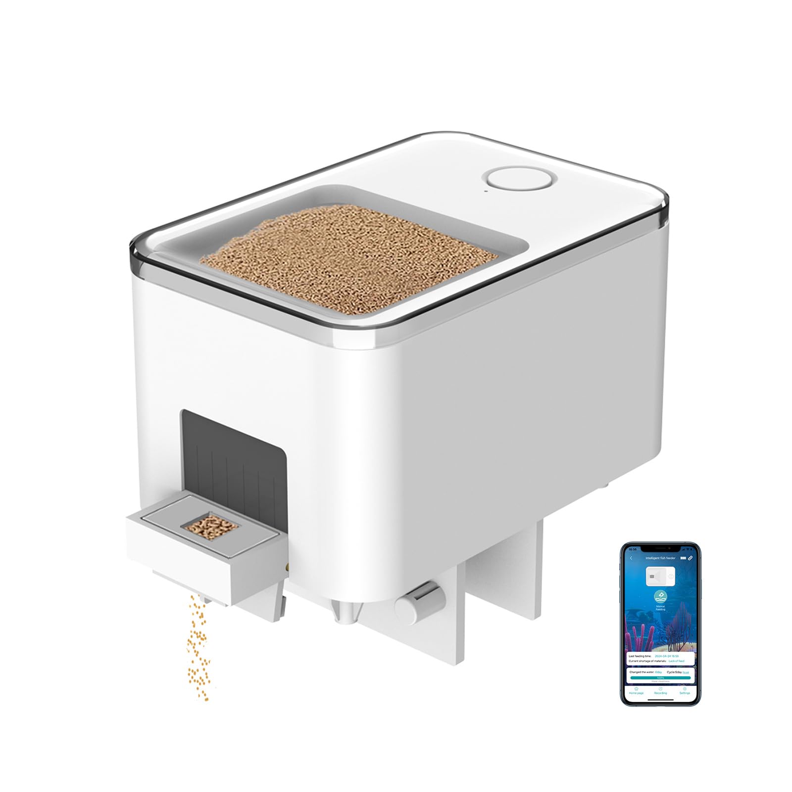 GEZIEKID Bluetooth Fish Feeder: App-Controlled Automatic Dispenser for Aquarium
