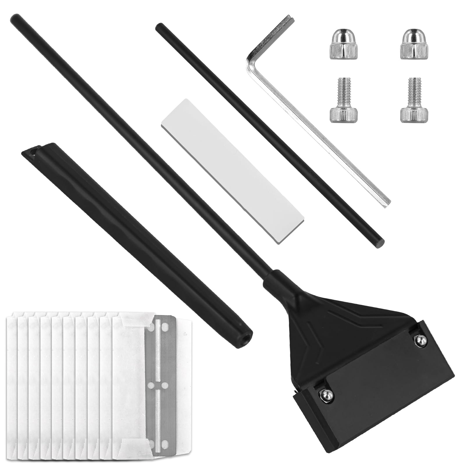 PEUTIER Algae Scraper: Extendable Handle Aquarium Cleaner with 10 Blades