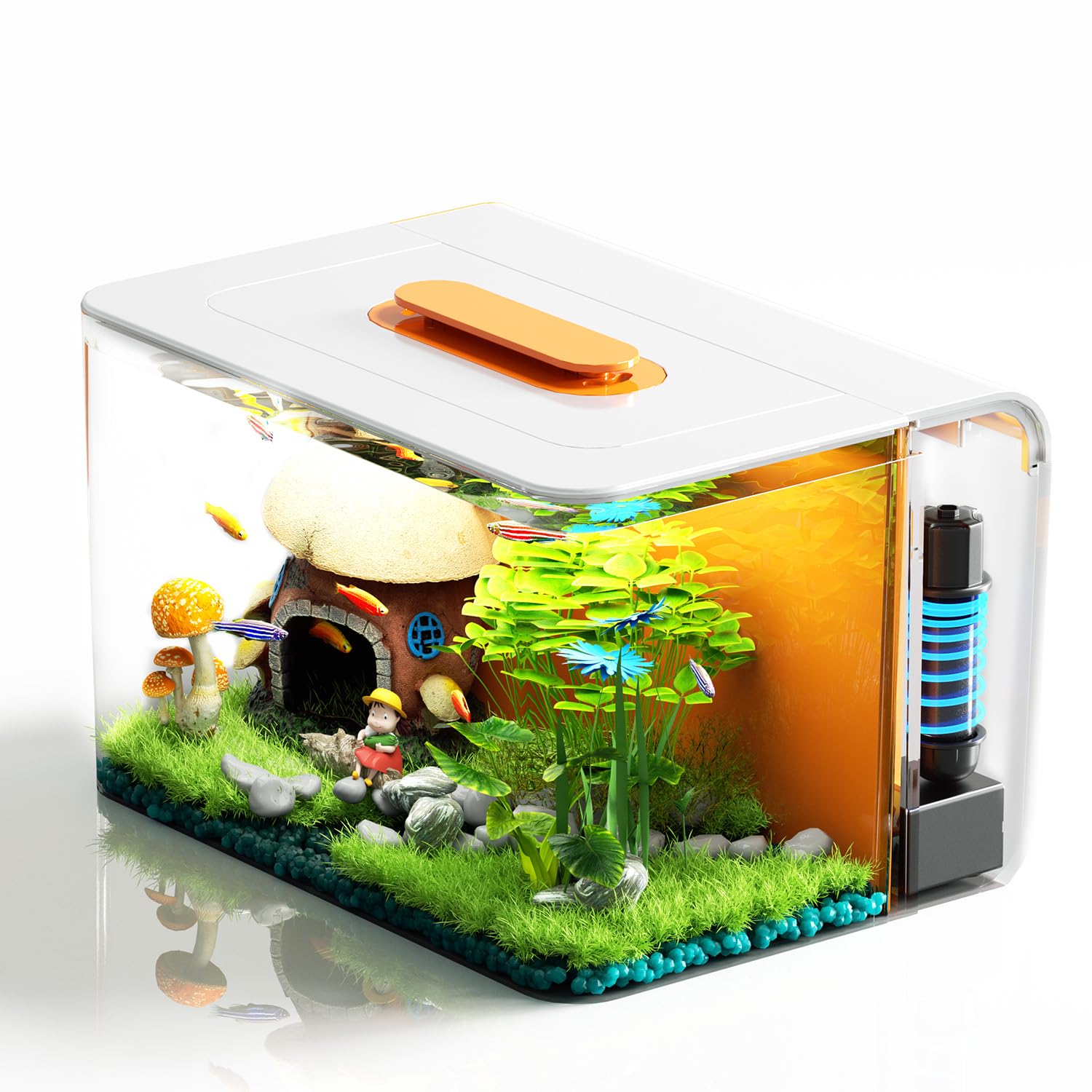 Aquatopia 2.5 Gallon Betta Fish Tank Kit with Filtration and Heater