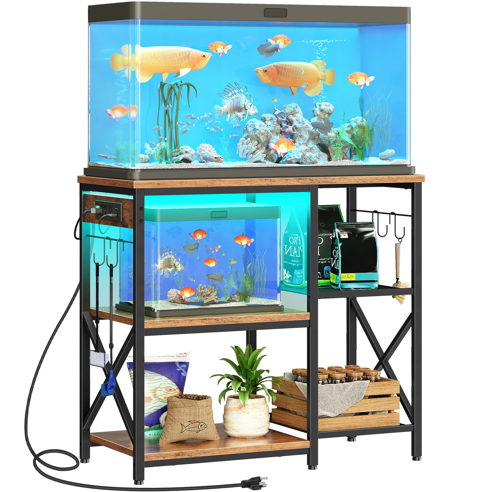 Hoobro 20-29 Gallon Fish Tank Stand with LED Light