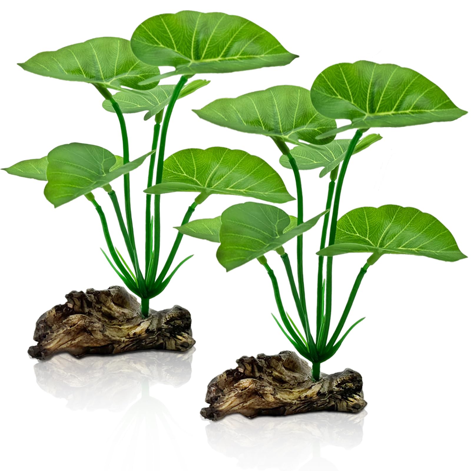 UreverFins 2-Pack Aquarium Plants and Driftwood Decor