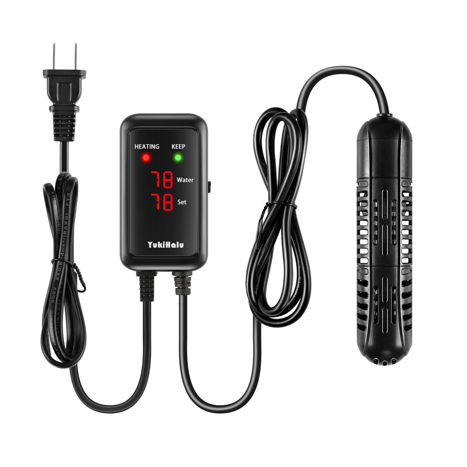 YukiHalu 500W Aquarium Heater with Case, Adjustable Temp, LED Display