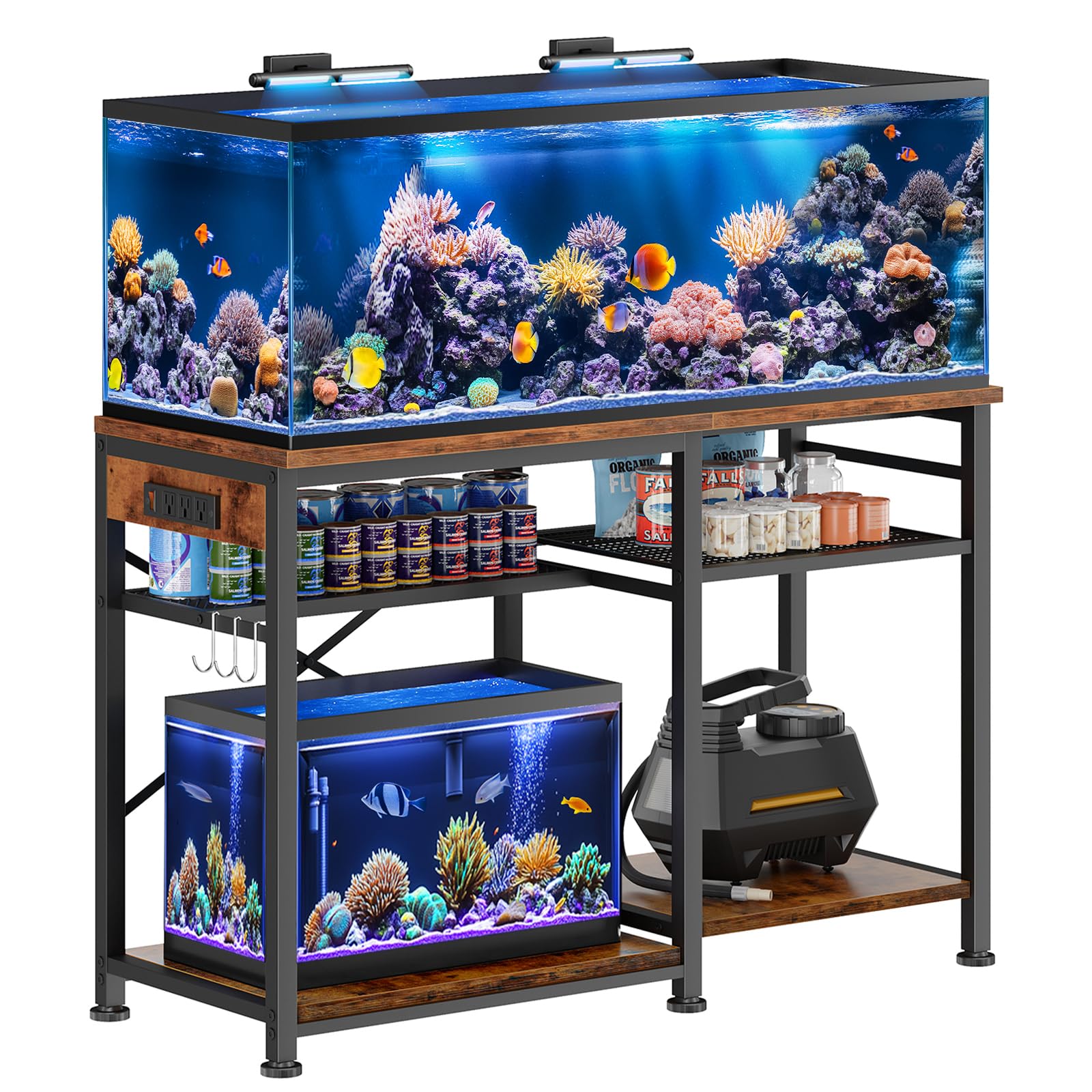 Kalrin 55-75 Gallon Aquarium Stand with Power Strip and Metal Frame