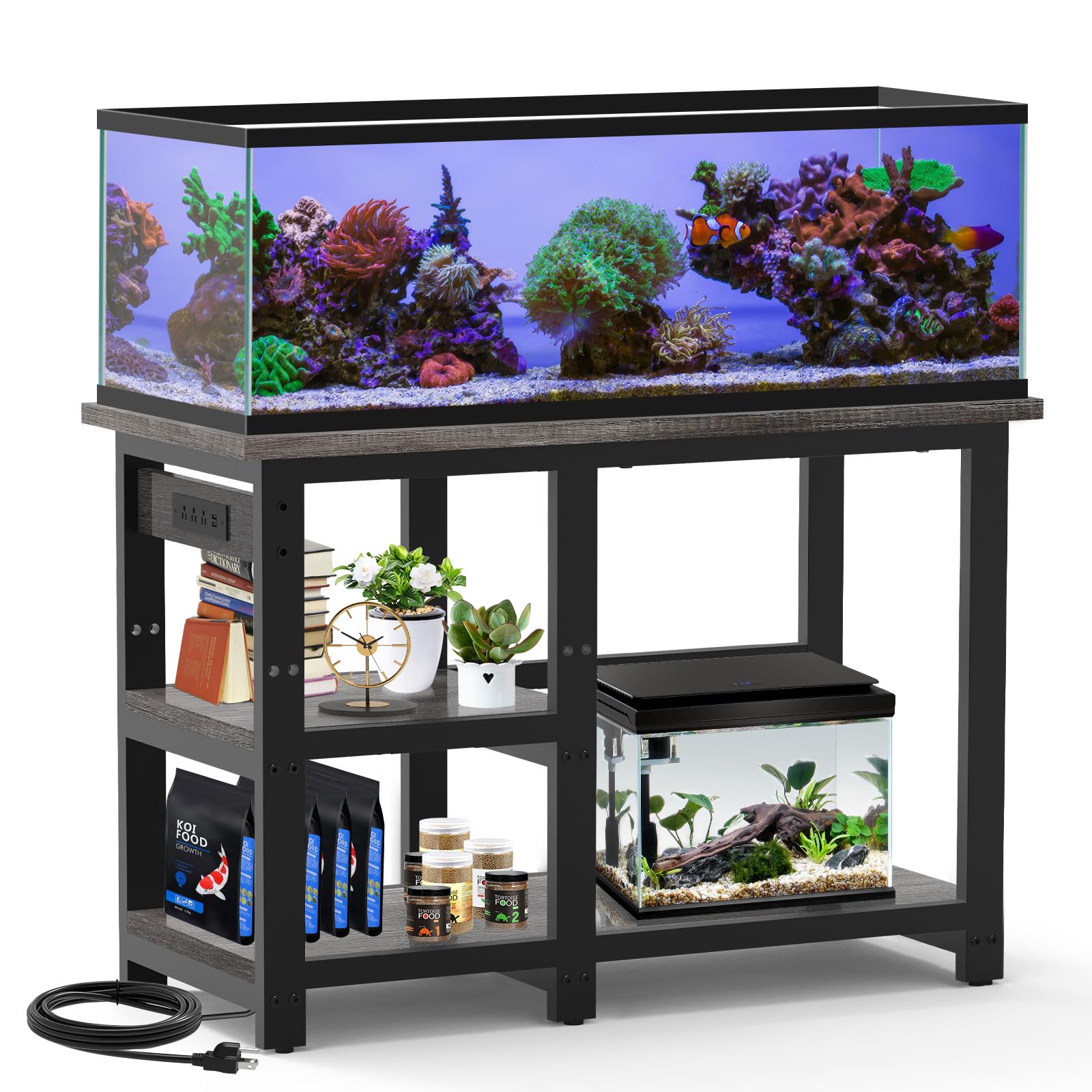 AQQA 40-50 Gallon Heavy Duty Aquarium Stand with Outlets
