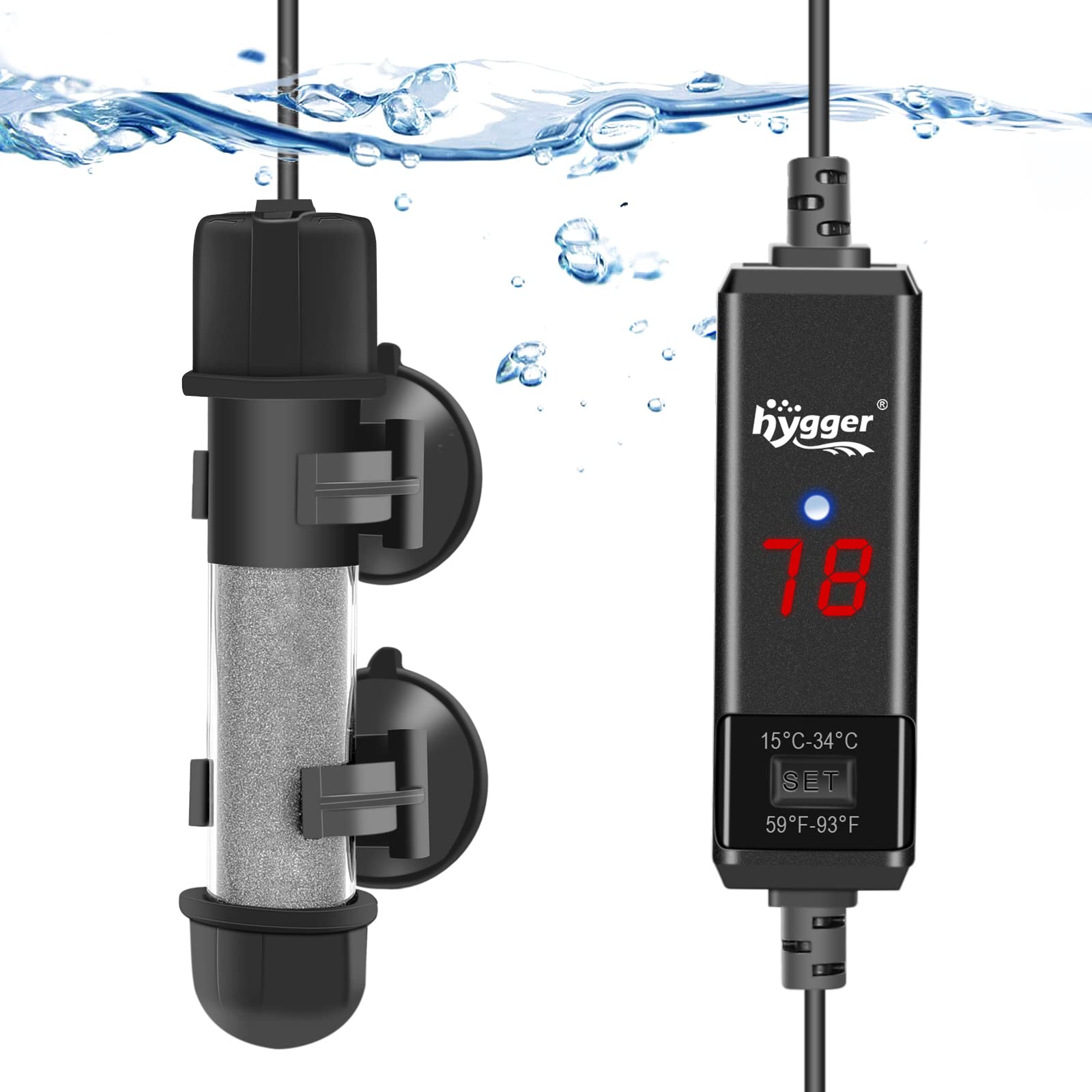 Hygger Betta Heater, Submersible Fish Tank Heater with LED Display