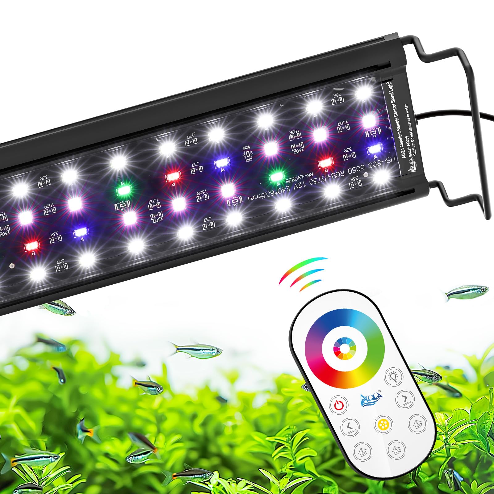 AQQA Aquarium Light - Remote Control, Adjustable Color, 10 Brightness Levels
