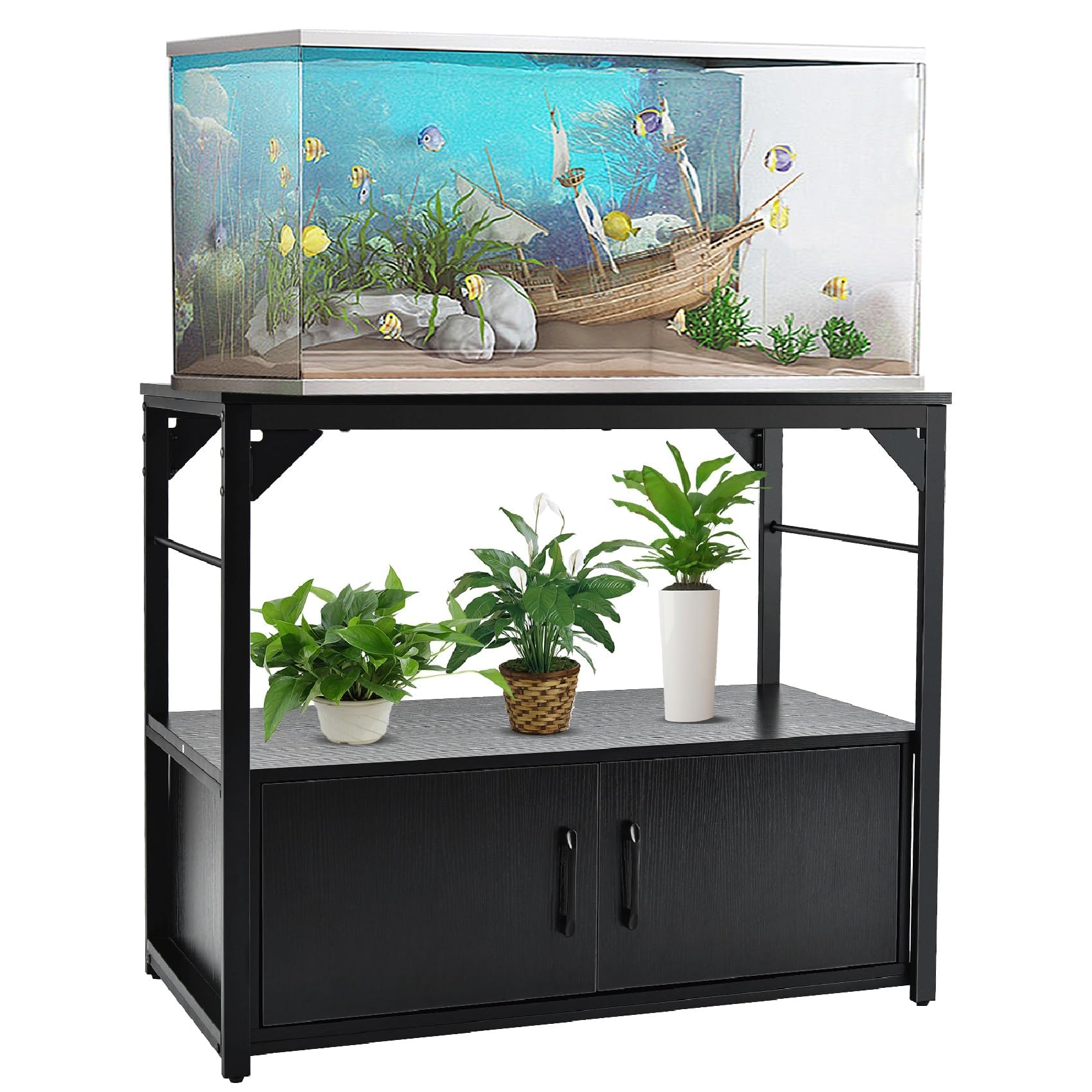 Aquatic Essentials 40 Gallon Metal Fish Tank Stand with Storage