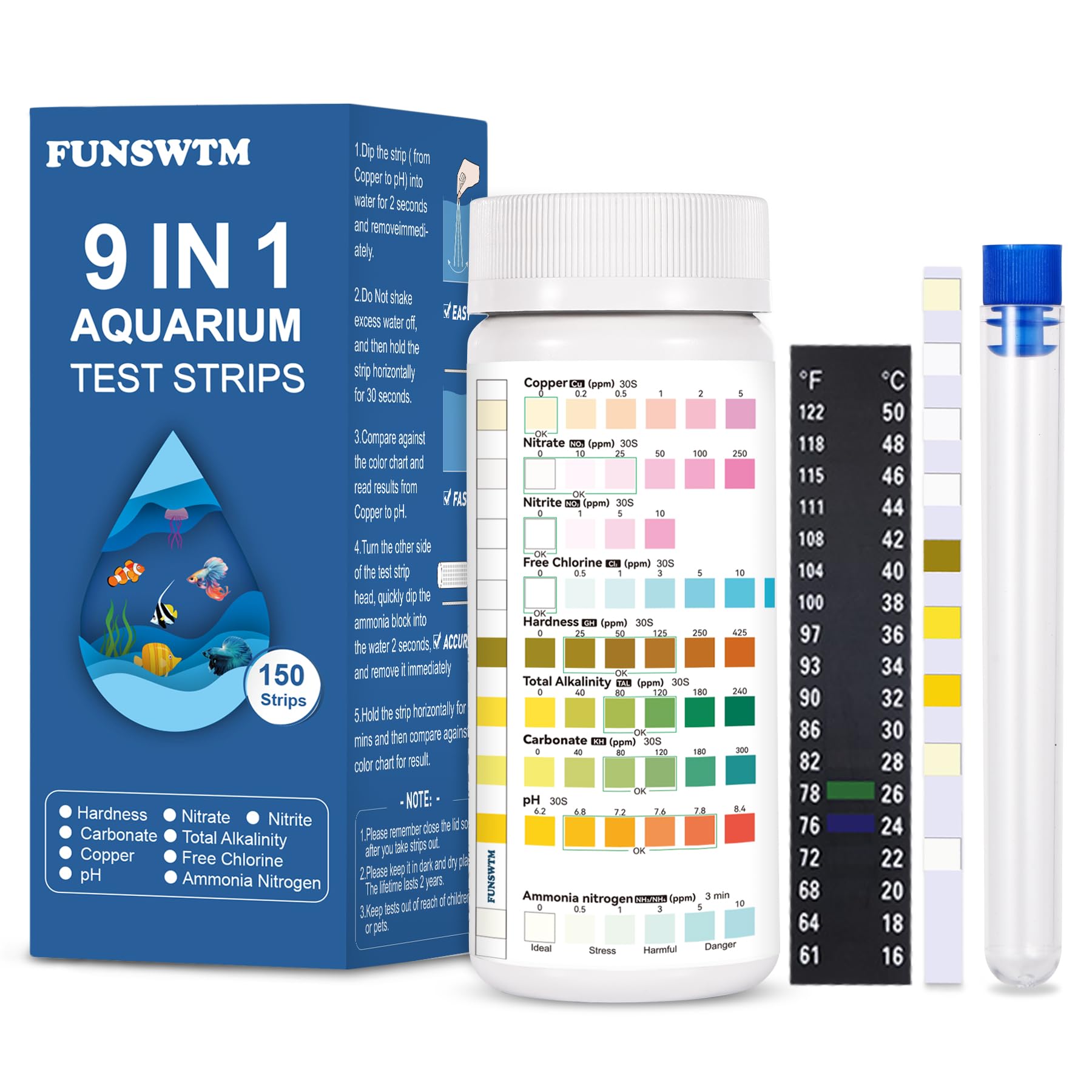 Brand Name: 9-in-1 Aquarium Test Strips for Freshwater Tanks