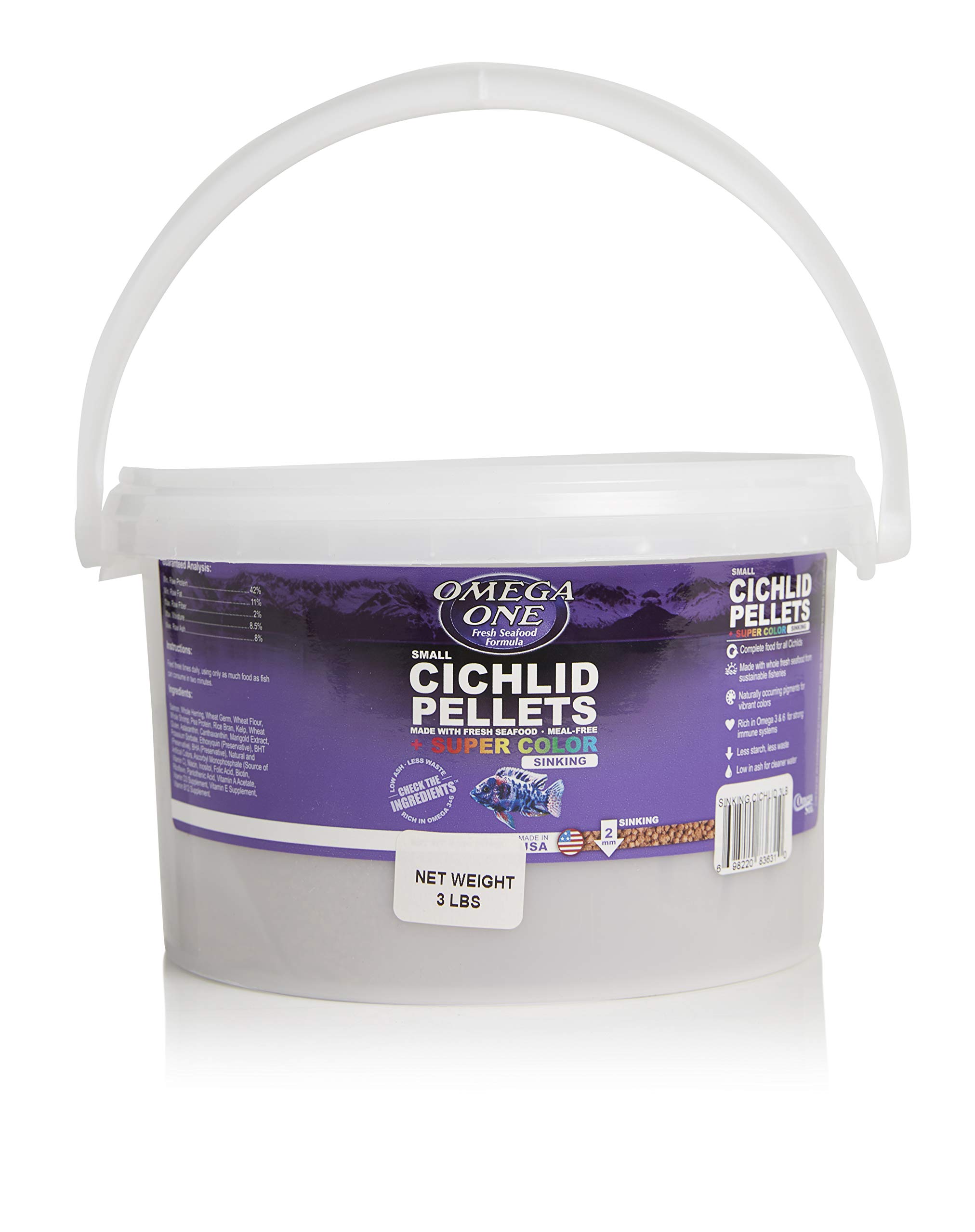 Omega One Small Super Color Cichlid Pellets, 3 lb
