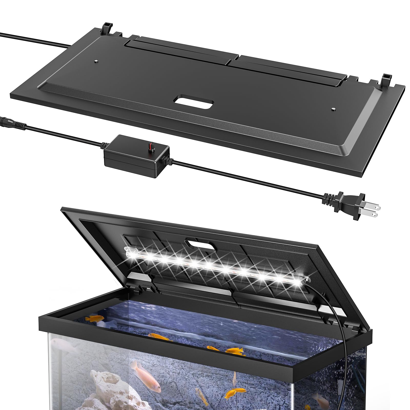 Blosail LED Aquarium Hood with Adjustable Brightness for 24-Inch Tanks