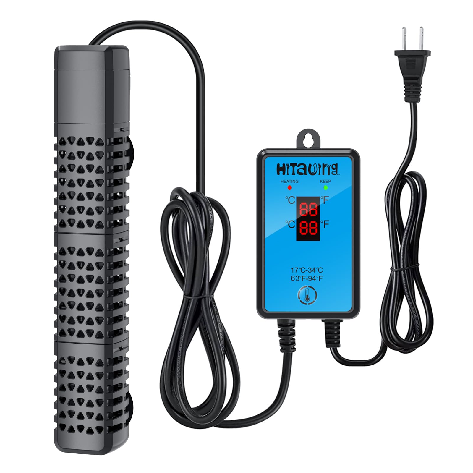 HiTauing 300W/500W Aquarium Heater with Intelligent Temperature Control System