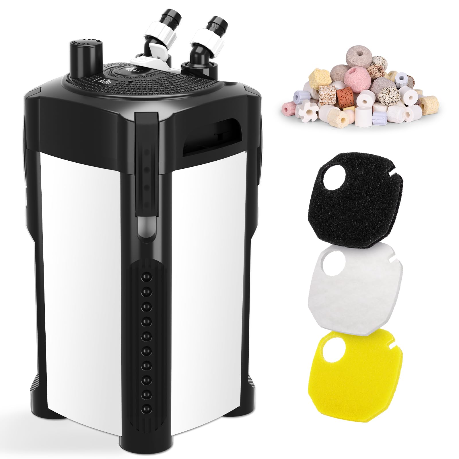AQQA 581GPH Ultra-Quiet 3-Stage Canister Filter for Aquariums