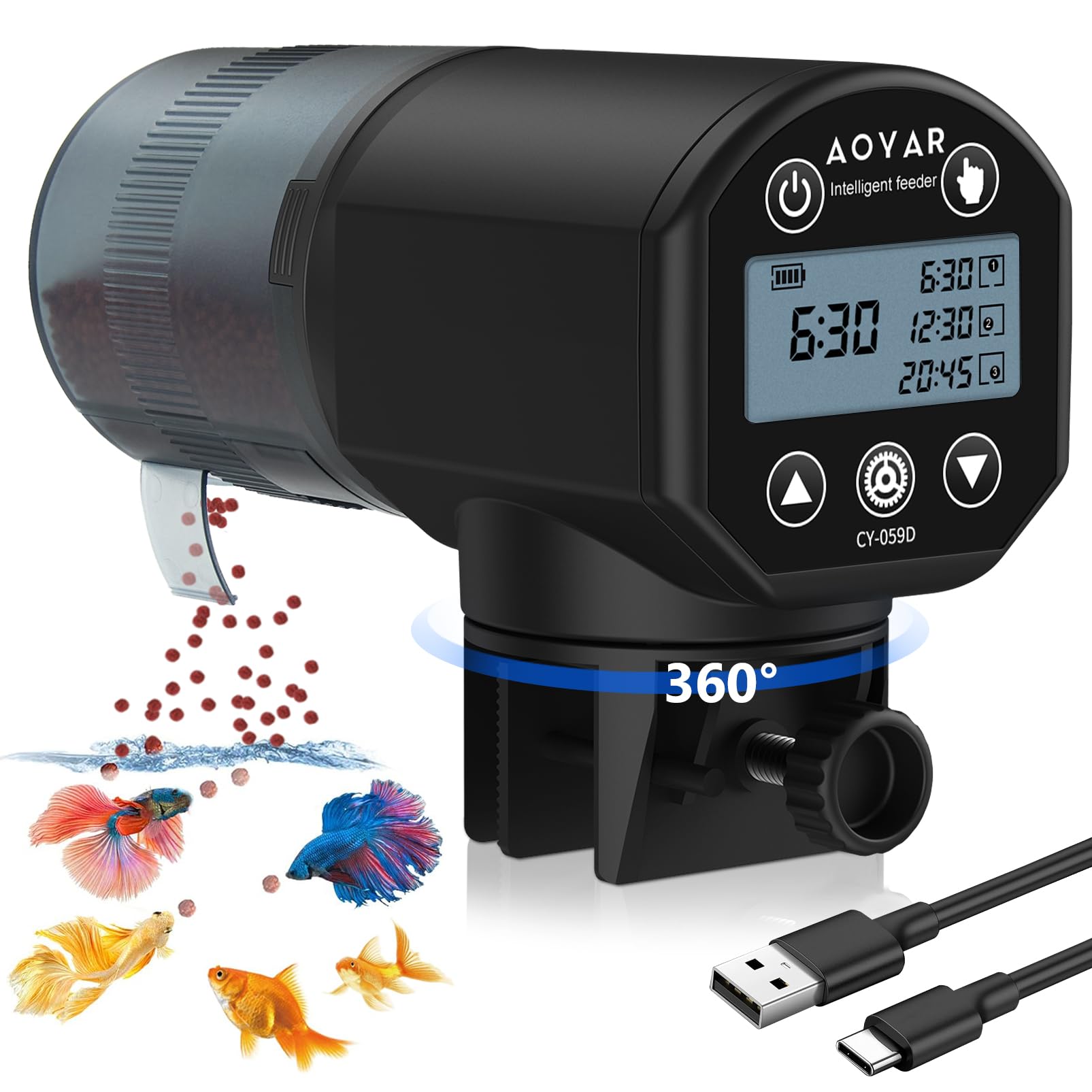 AquaticPro Automatic Fish Feeder: Rechargeable Smart Timer for Aquariums