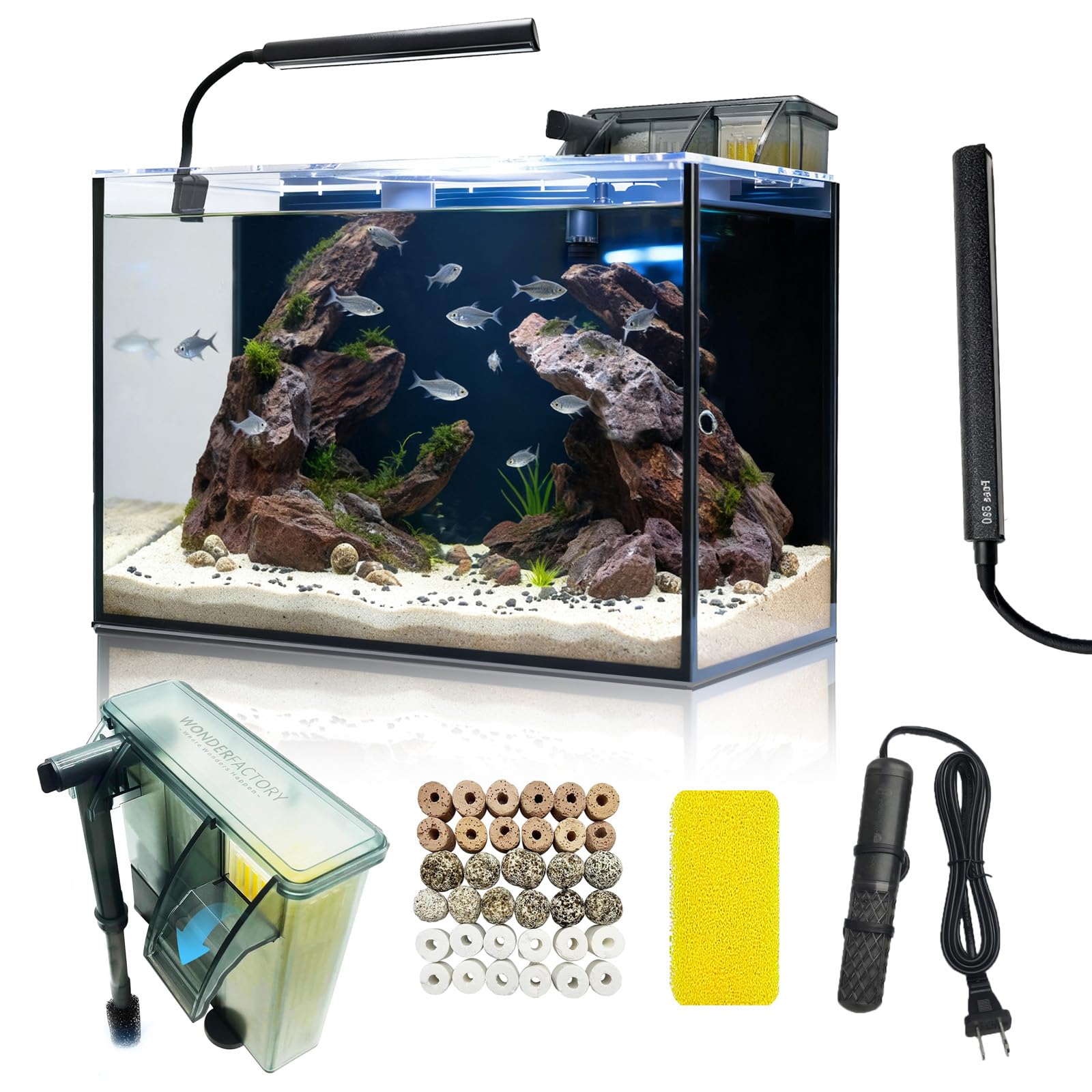 Brand Name: 5 Gallon Glass Aquarium Starter Kit with Heater