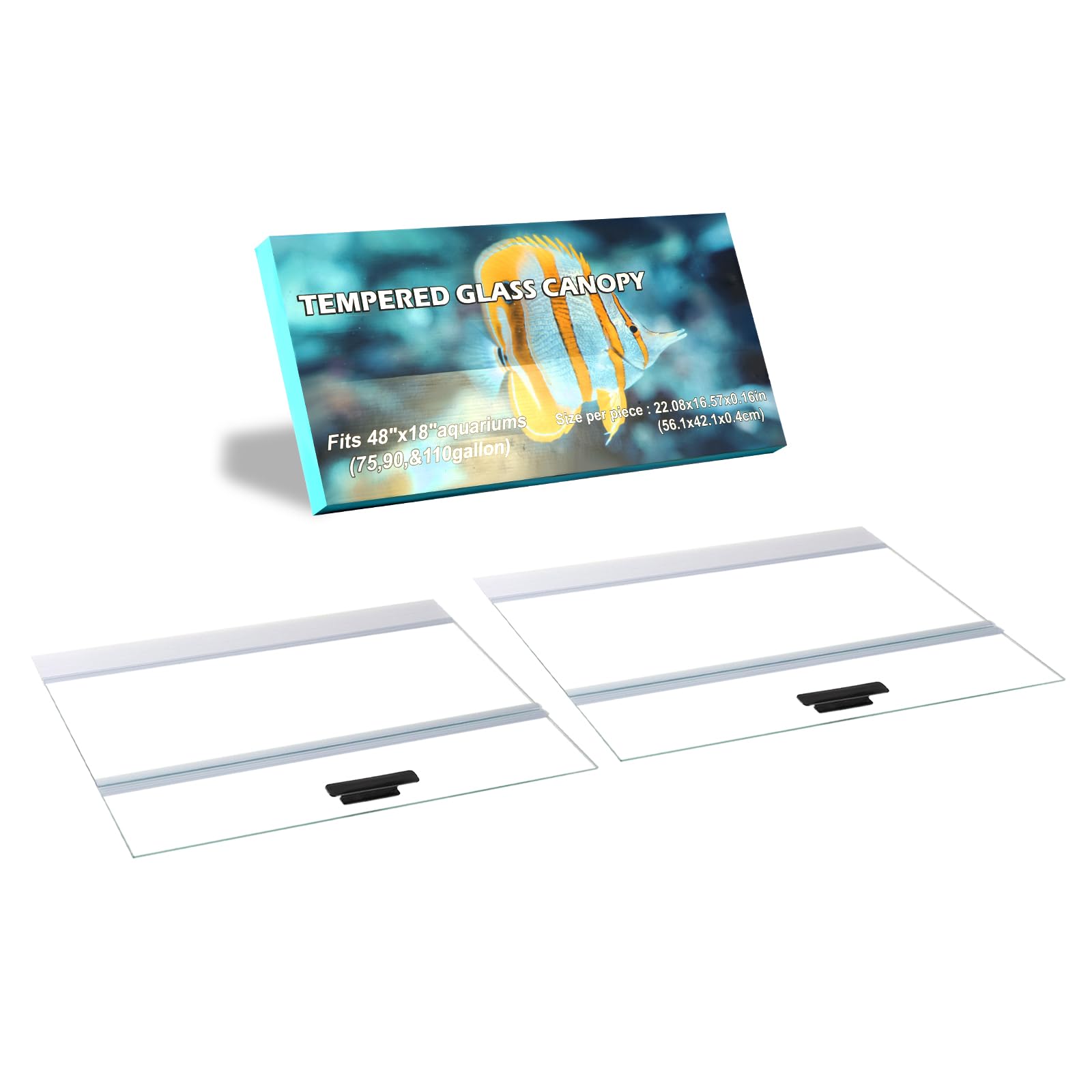 CUCZUUS 2PCS Clear Glass Canopy for 75/90/110 Gallon Aquariums