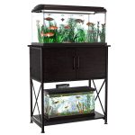 Herture Metal Frame Aquarium Stand with Cabinet Storage, 20-29 Gallon