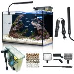 Wonderfactory 3 Gallon Glass Aquarium Starter Kit with Heater and Filter