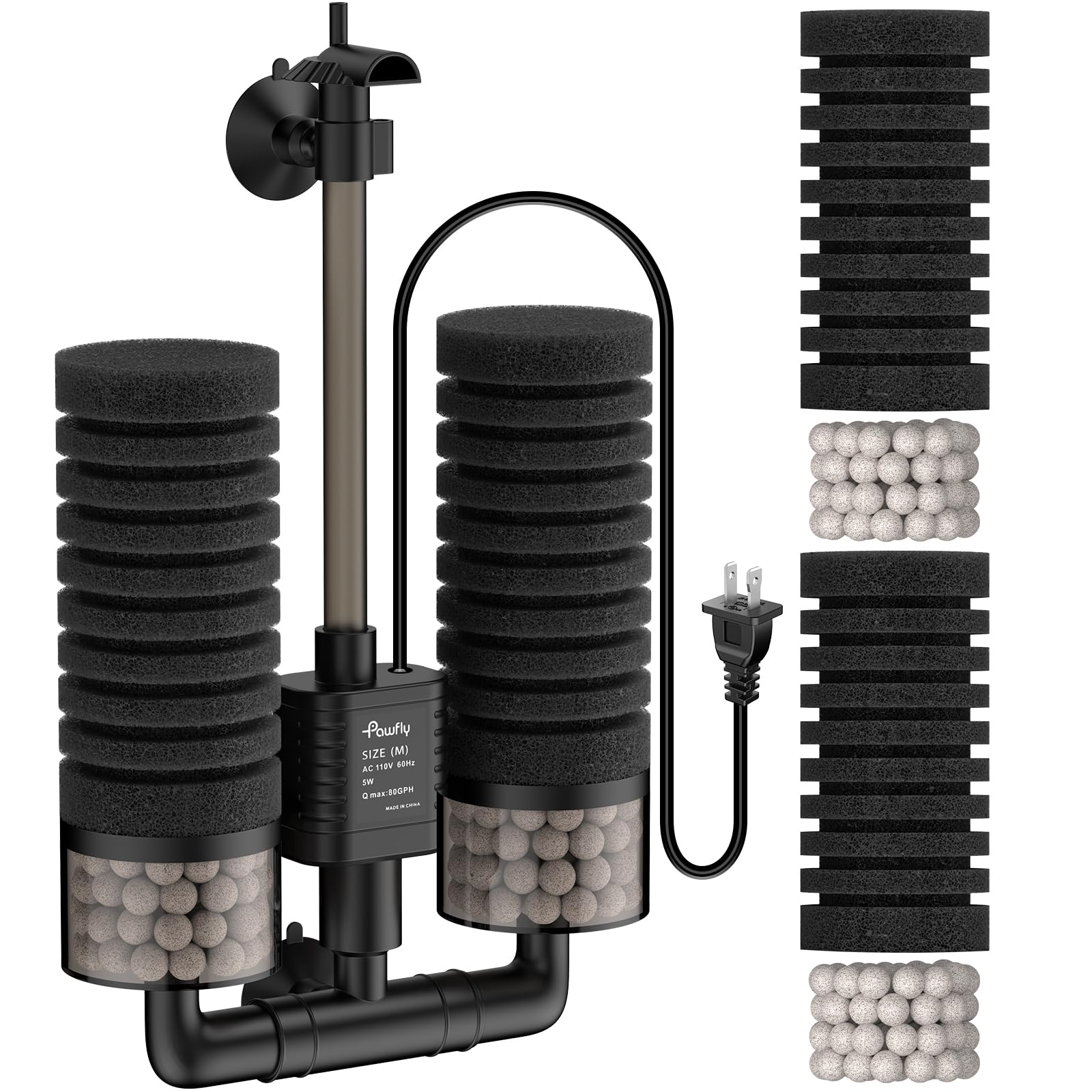 Pawfly Aquarium Sponge Filter for 10-40 Gallon Tanks
