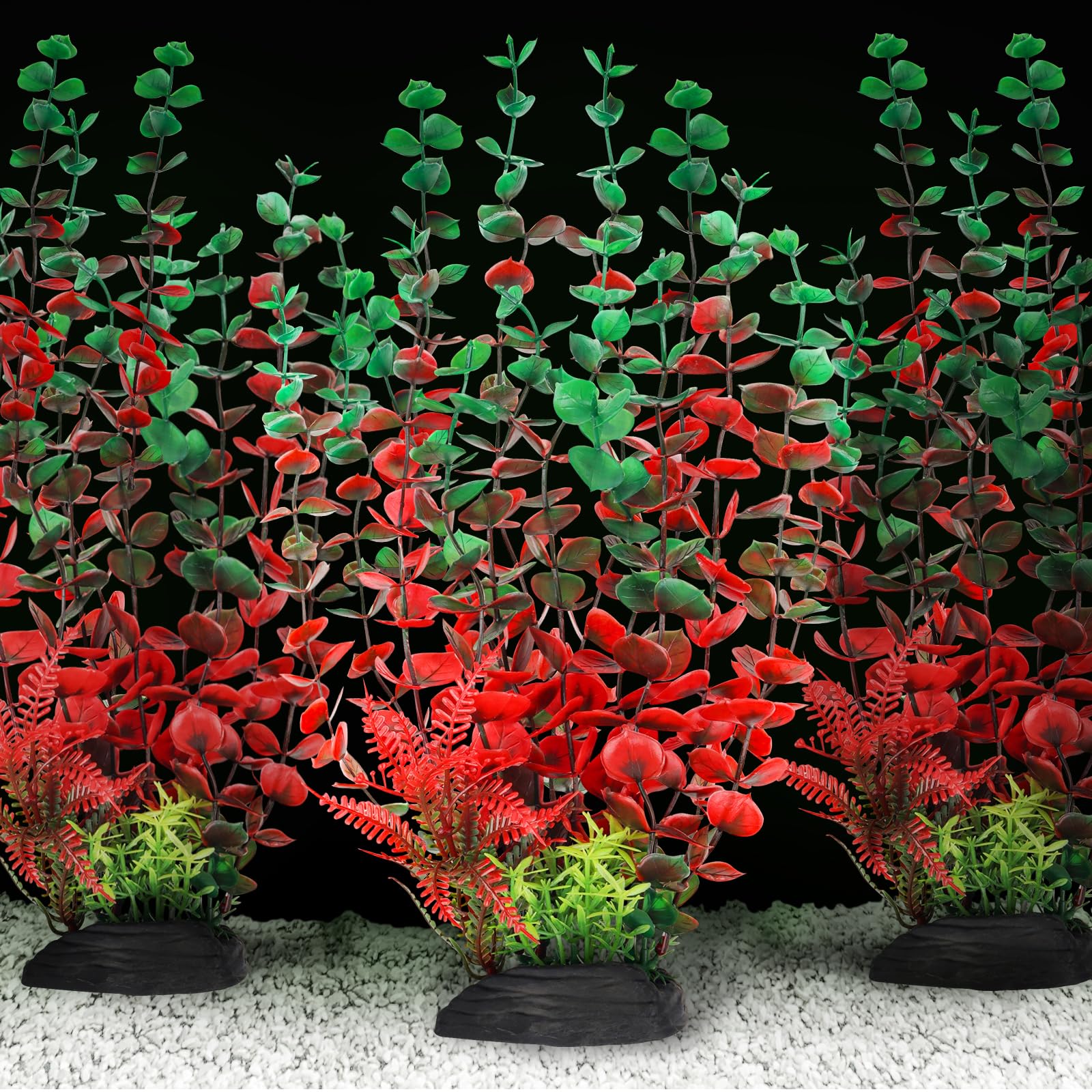QUOZUO 3pcs Dark Red Artificial Aquarium Plant Decorations