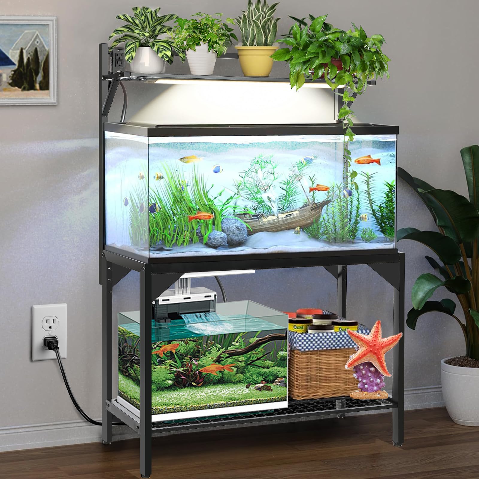 SFESGRER 40-50 Gallon Aquarium Stand with Power Outlets
