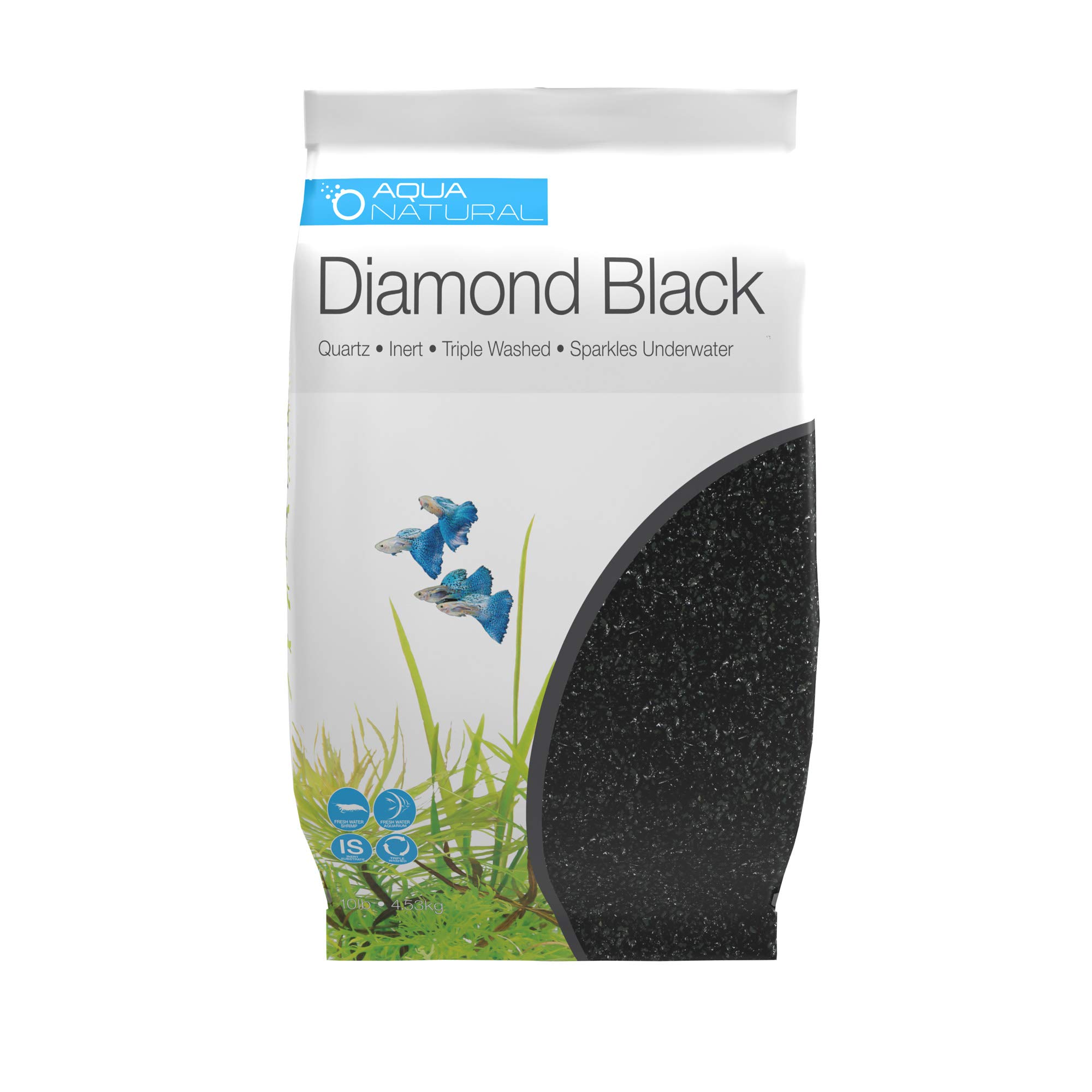 Aqua Natural Diamond Black Quartz 20lb Premium Gravel for Aquariums