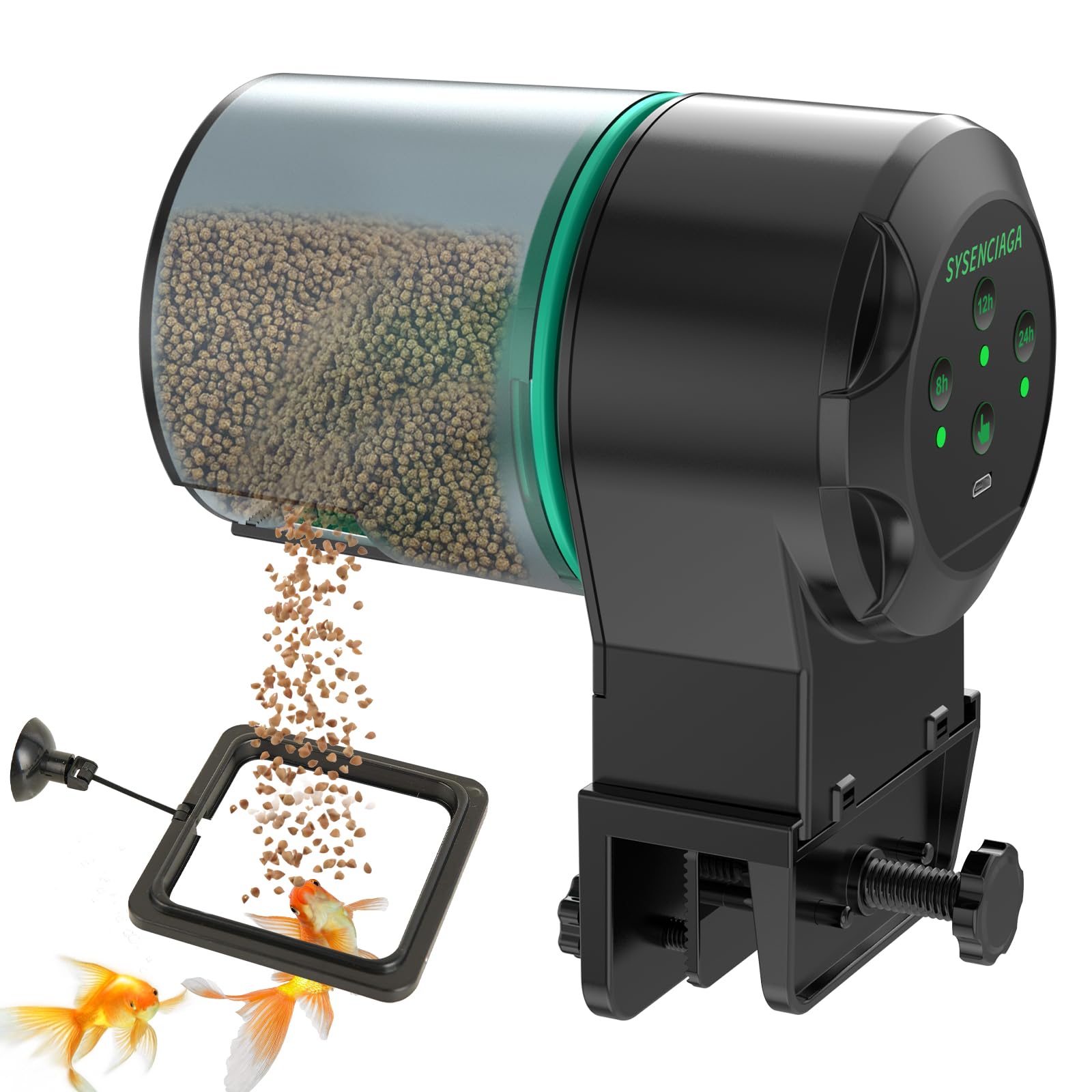 SYSENCIAGA: Automatic Fish Feeder with Timer for Aquariums and Ponds