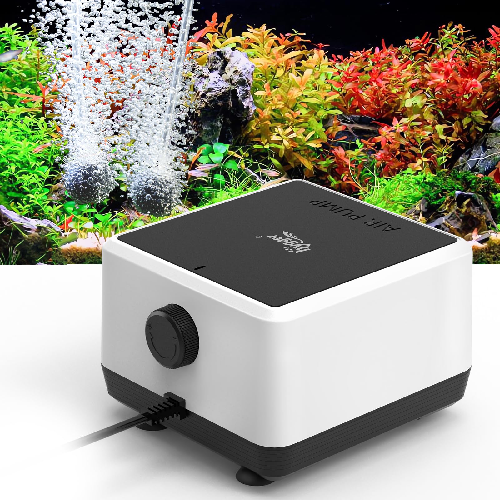 Hygger Quiet Adjustable Dual Outlet Air Pump for 600 Gallon Tank