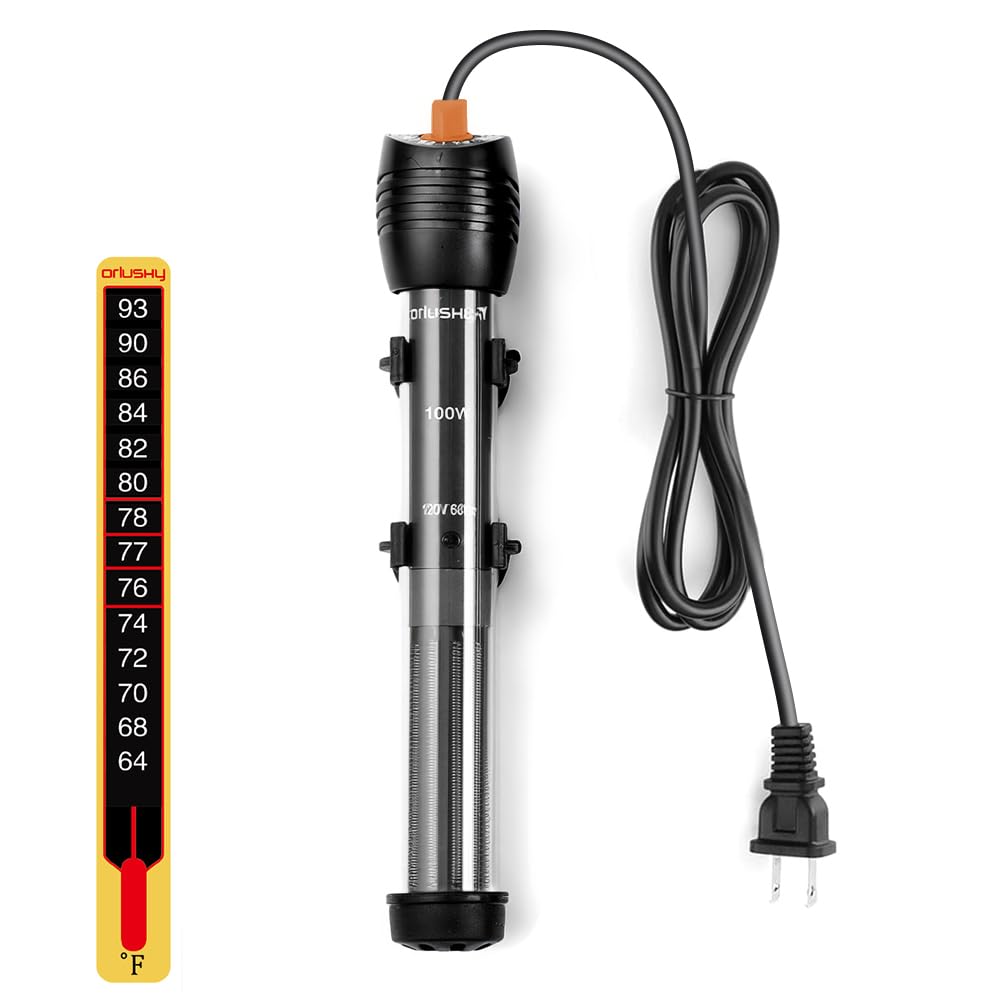 Orlushy 25W Submersible Aquarium Heater for 1-6 Gallon Tanks