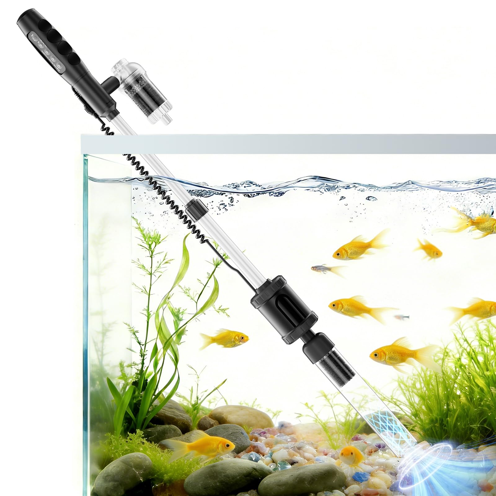 AKKEE 8-in-1 Electric Aquarium Vacuum Cleaner and Water Changer