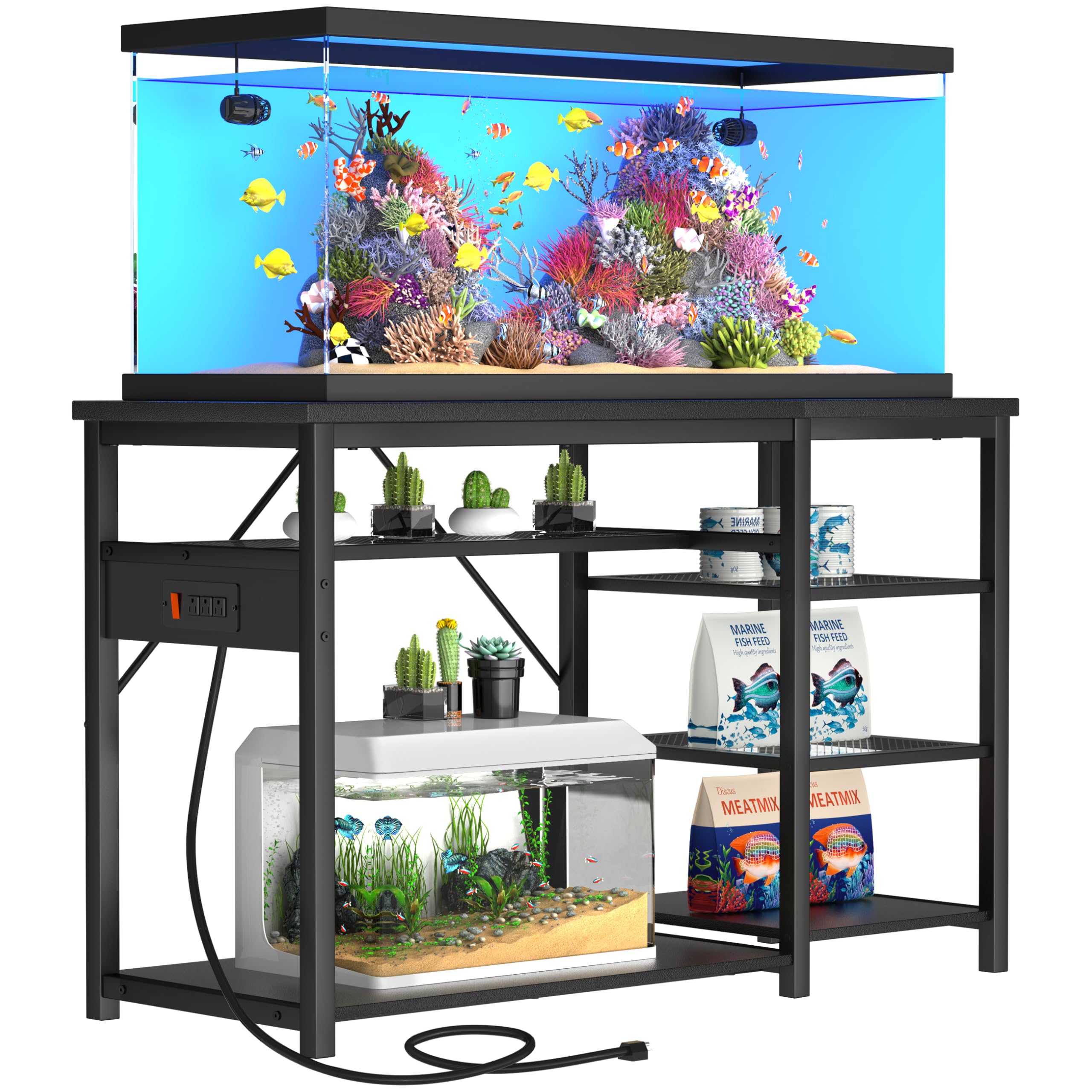 GRLEAF Aquarium Stand: 1000LB Capacity, Built-In Power Outlets