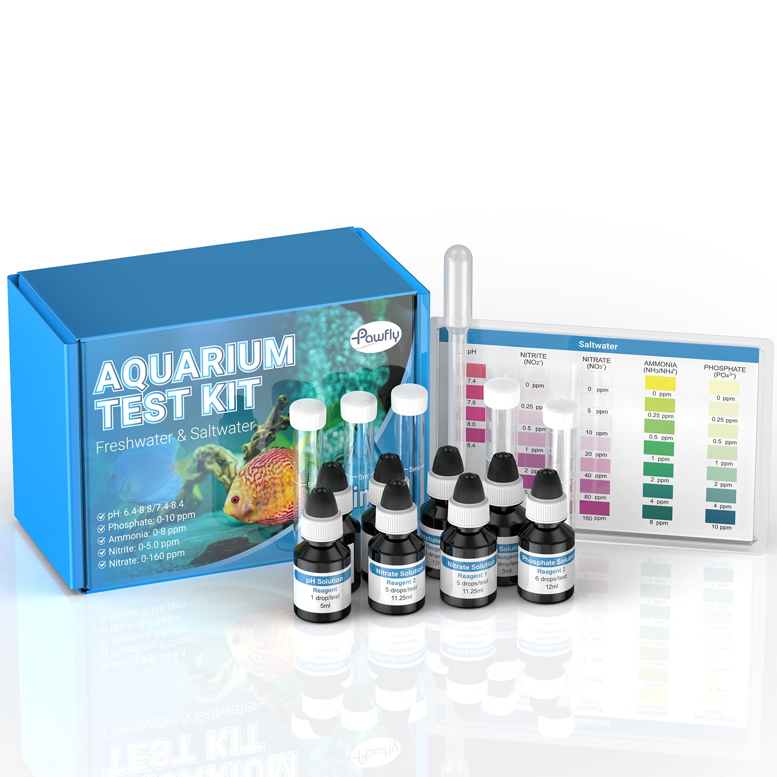 Pawfly 5-in-1 Aquarium Water Test Kit for Fish Tanks