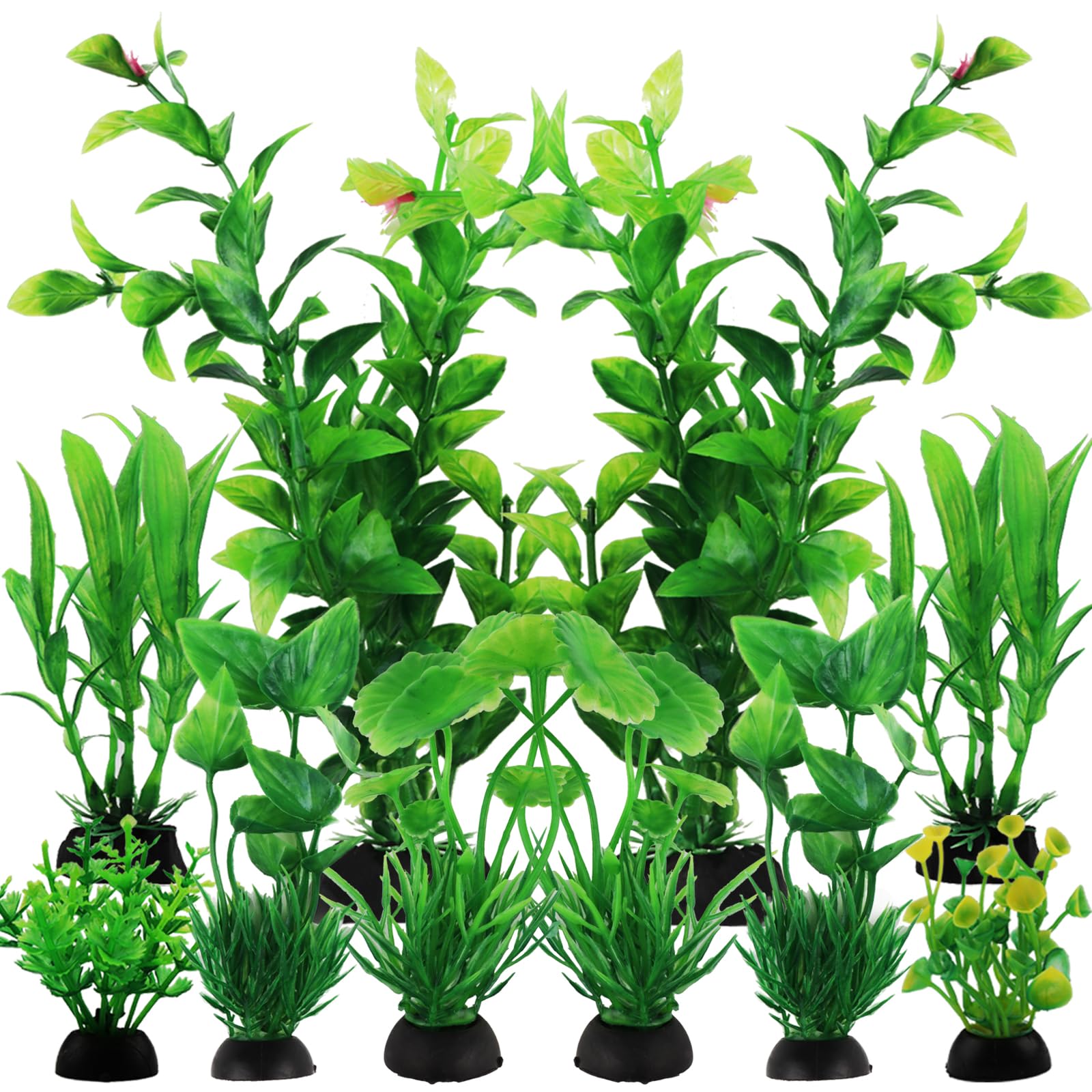 QUOZUO 10pcs Plastic Aquarium Green Plant Decorations