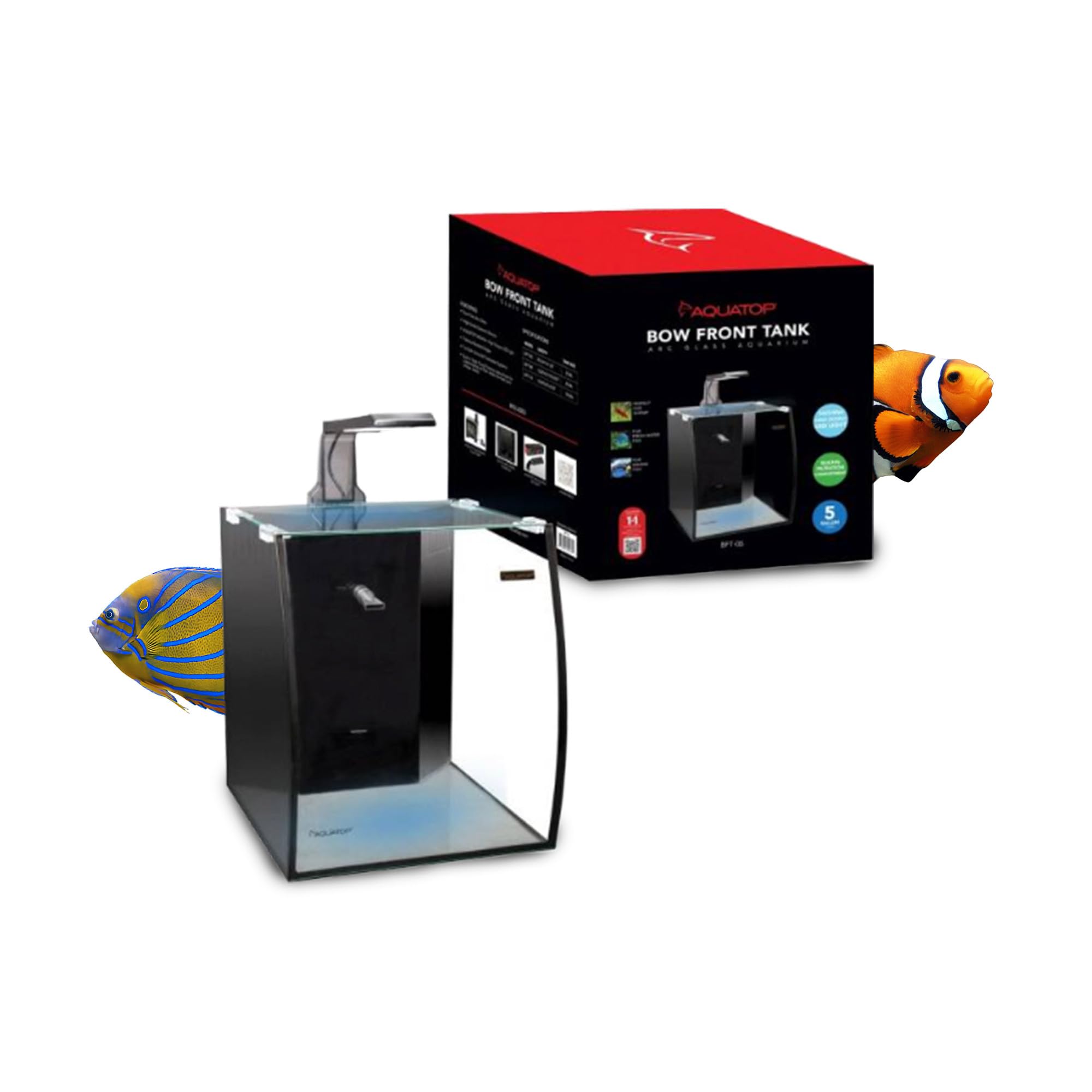 Aquatop 5-Gallon Vertical Bowfront Aquarium with Filter and Light