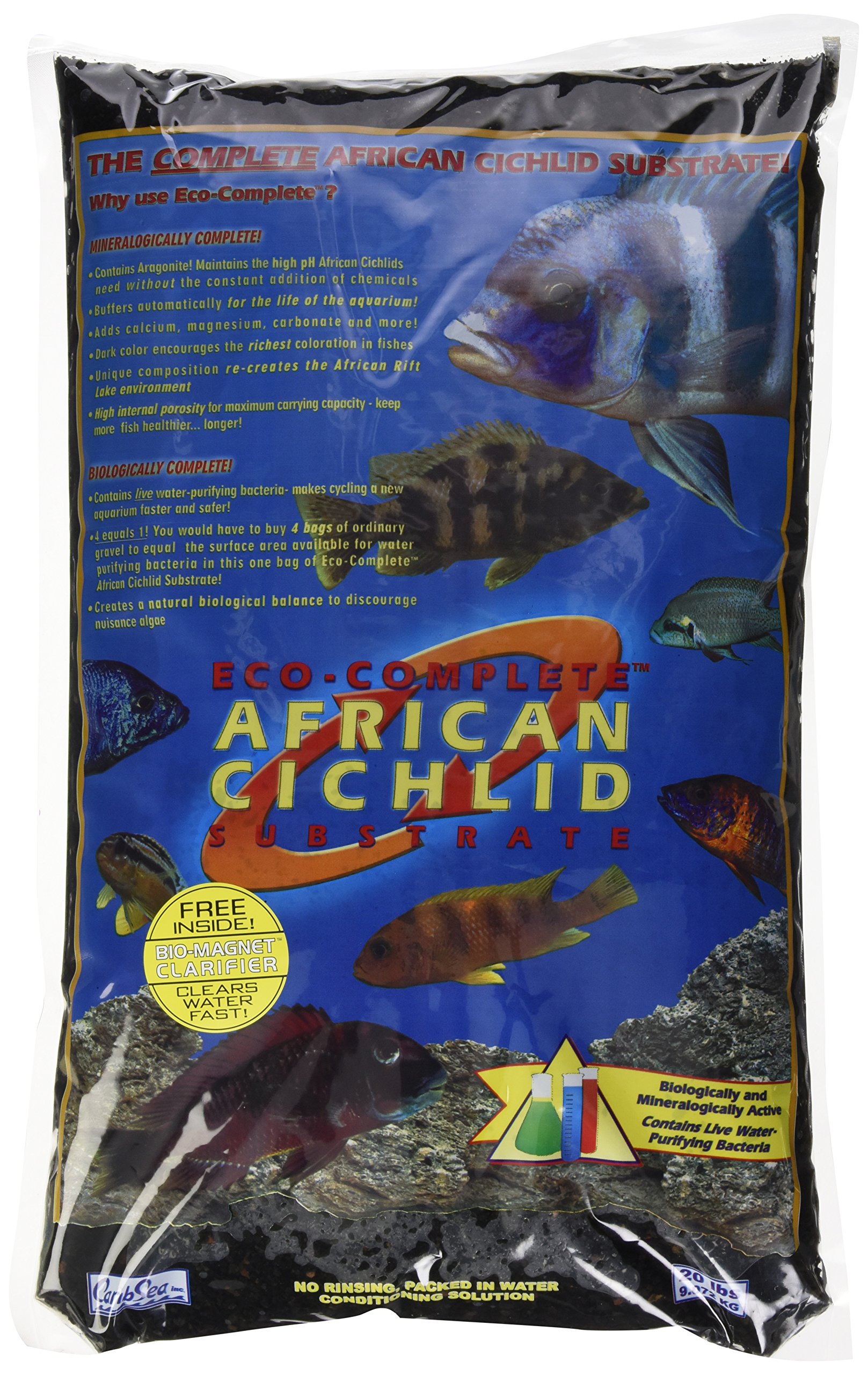 CaribSea Eco-Complete African Cichlid Black Sand, 20-Pound